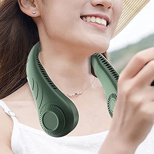 Portable Hands-Free Neck Fan with 360° Cooling, 78 Air Outlets & USB Rechargeable 4000mAh Battery - Green - Perfect for Outdoor Sports, Travel, Office & Home Use