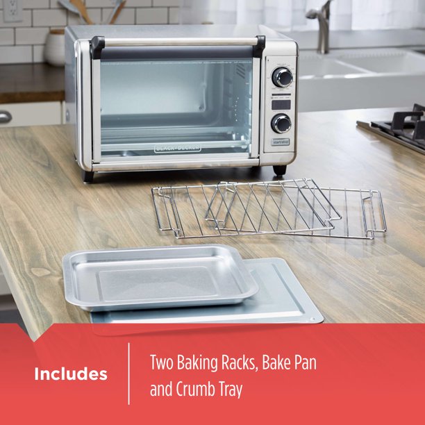 BLACK + DECKER 6 Slice Digital Convection Toaster Oven with Bake, Broil & Toast Functions - TOD3300SSC - Perfect for Small Kitchens, Dorms & Office Break Rooms