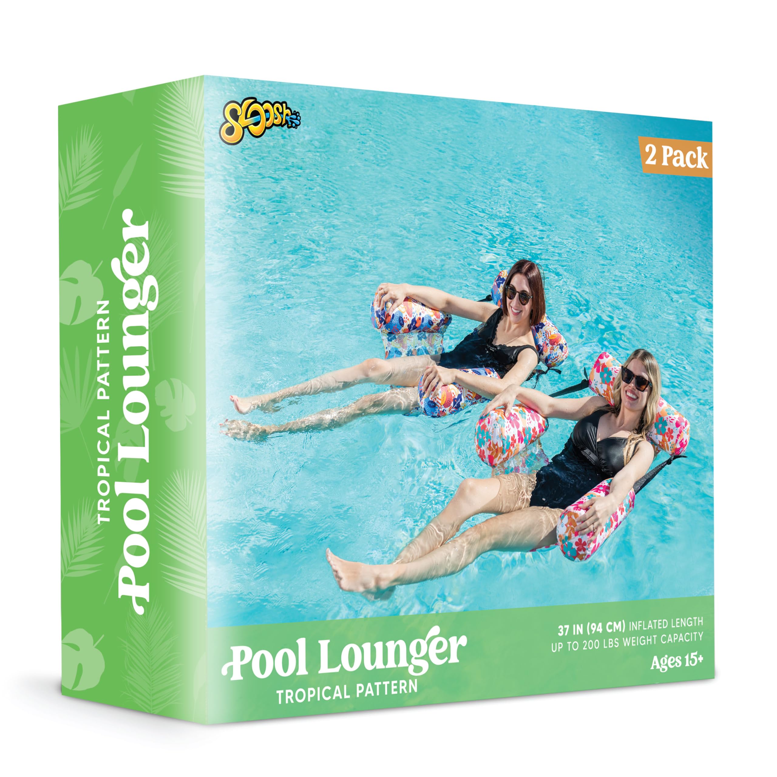 **SLOOSH 2-Pack Inflatable Pool Floats for Adults - Heavy Duty Floating Lounge Chairs with Pool Noodles - Perfect for Summer, Beach, Lake, and Pool Parties**    *(Use Case: Ideal for relaxing, sunbathing, or socializing in pools, lakes, or beaches during summer gatherings.)*