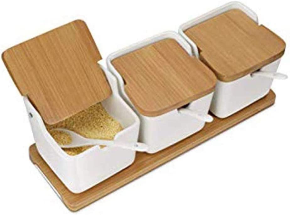 Premium Ceramic Seasoning Bottle Set with Bamboo Lid - Durable Salt & Spice Shaker for Kitchen, Dining Table & BBQ - Convenient & Stylish Storage Solution for Home Cooks & Chefs