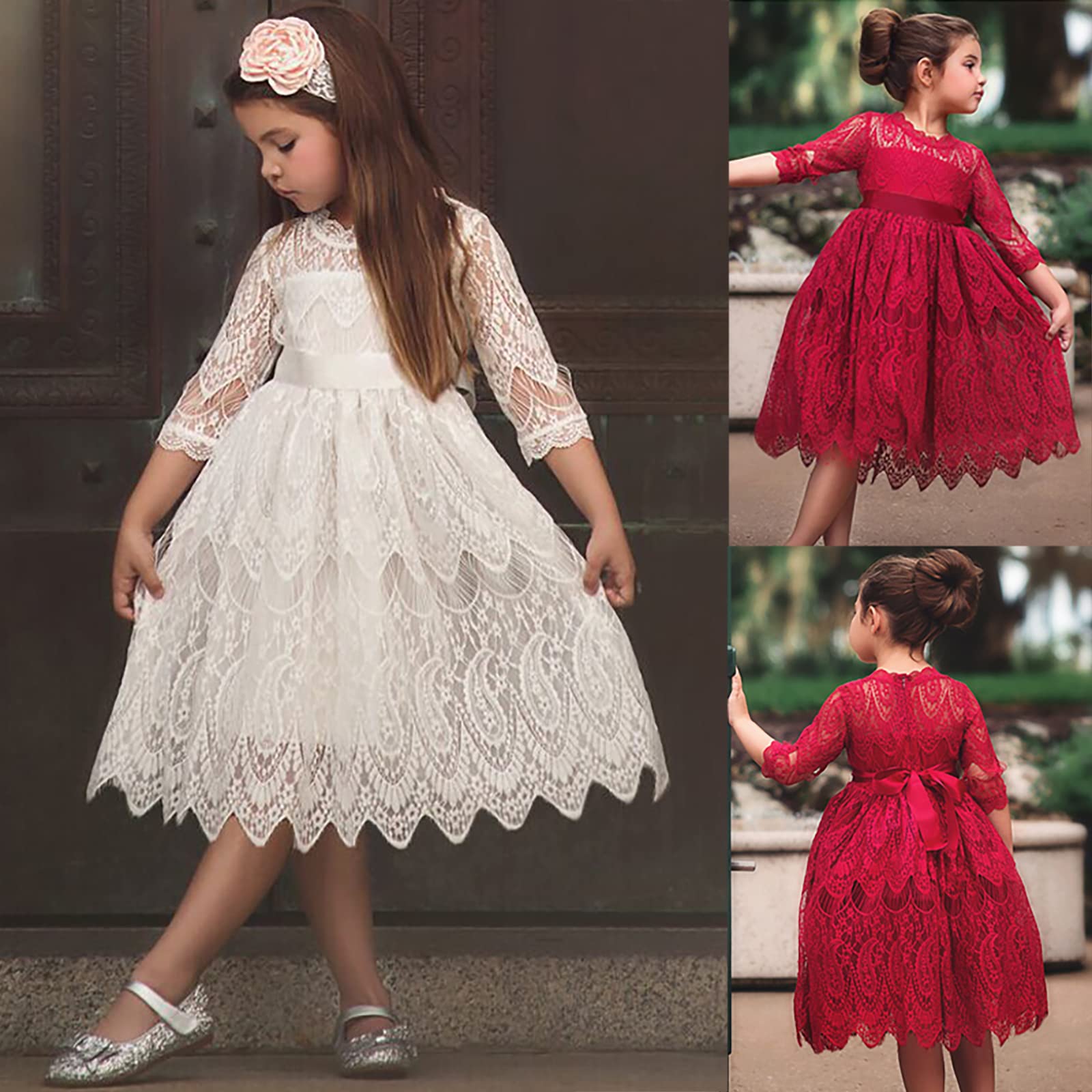Toddler Girl Lace Formal Dress - Flower Girls Princess Tulle Prom Gown for Wedding, Birthday, Pageant & Special Occasions | Perfect for Parties, Ceremonies & Photo Shoots