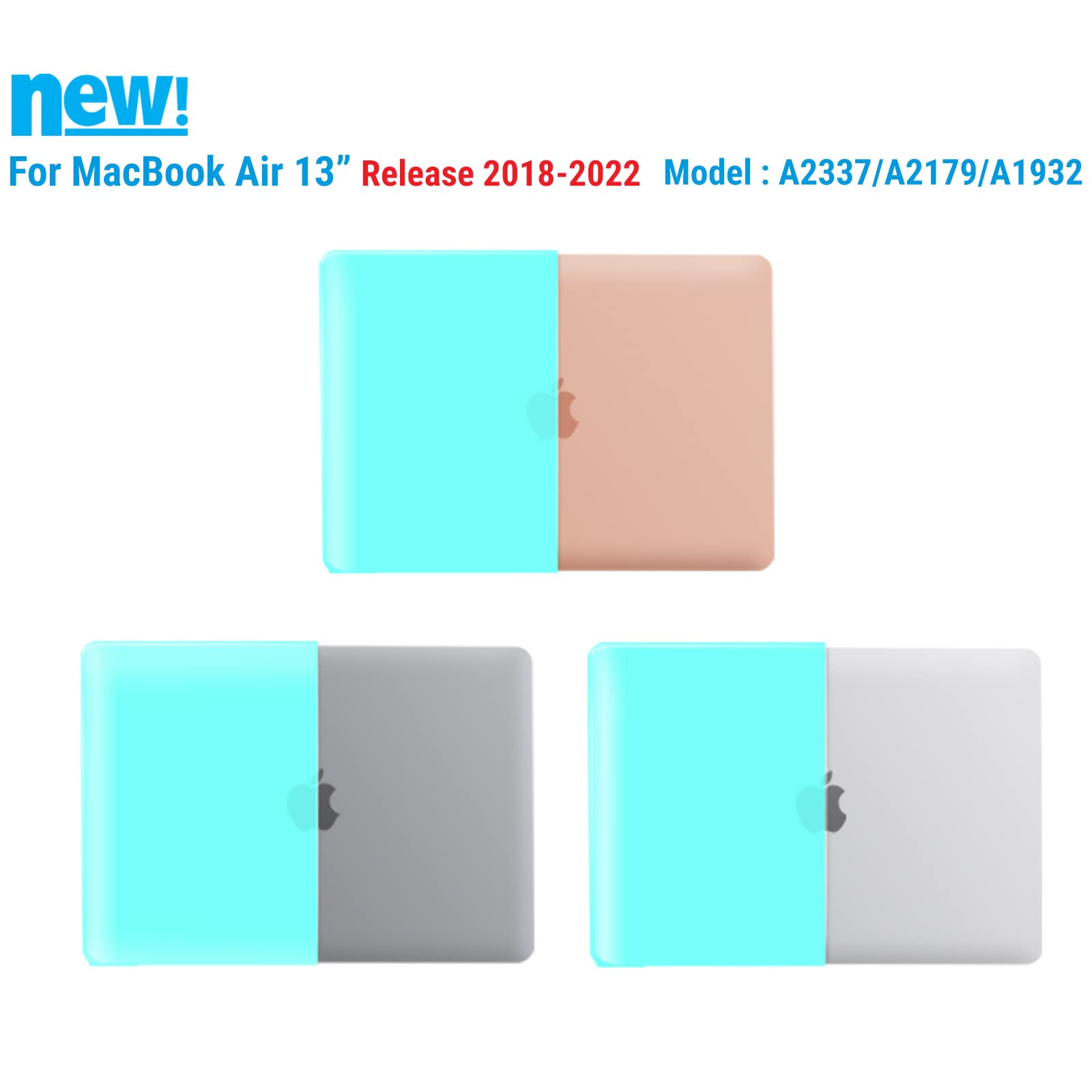 IBENZER Hard Plastic Protective Case for MacBook Air 13-inch (2020-2022 Models A2337/A2179/A1932 M1 Chip) - Turquoise Shell Cover with Touch ID Access | Perfect for Work, Travel & School Use