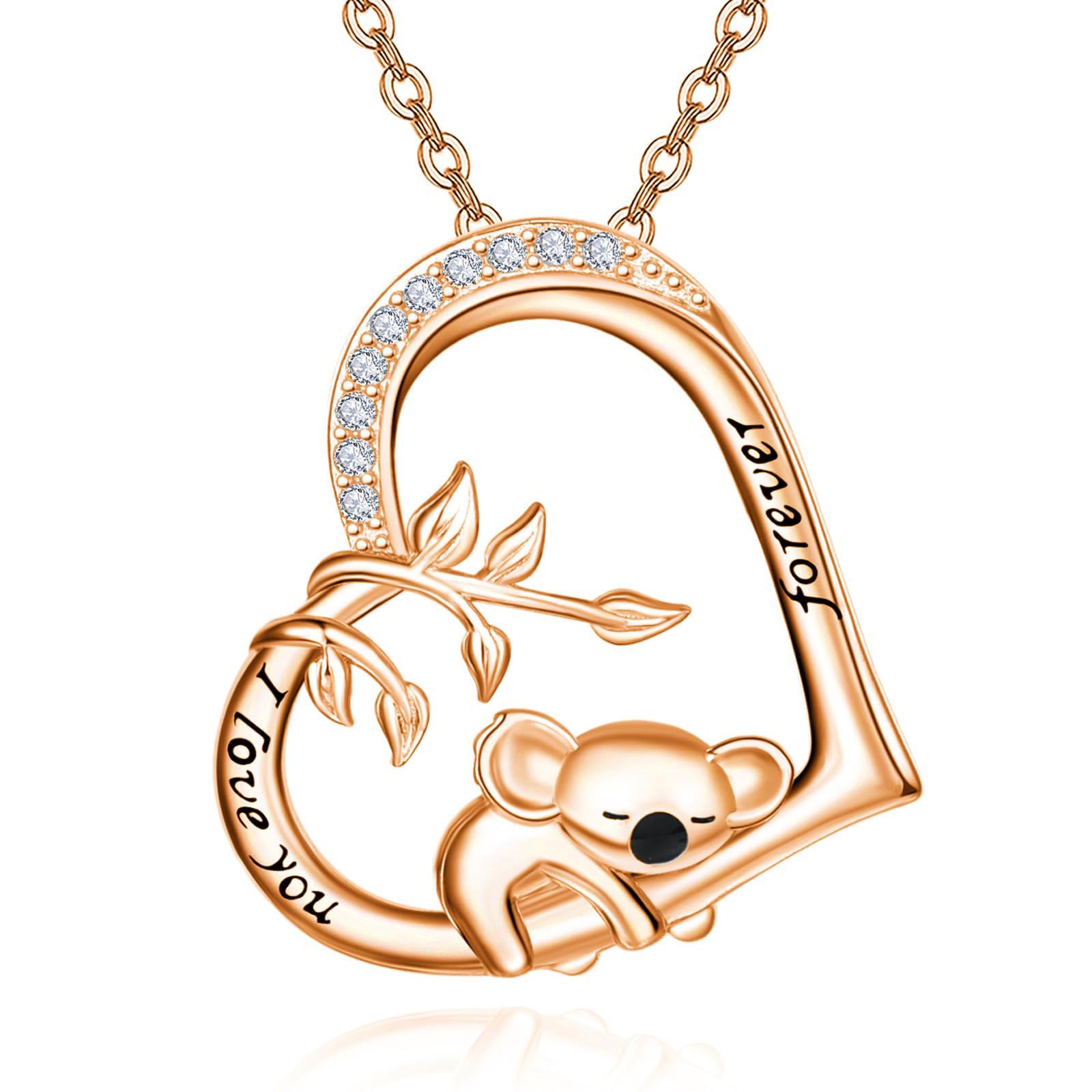 Dreamy Koala Necklace for Women - 925 Sterling Silver Cute Koala Heart Pendant Jewelry Gift for Wife, Daughter & Friends | Birthday, Anniversary & Everyday Wear