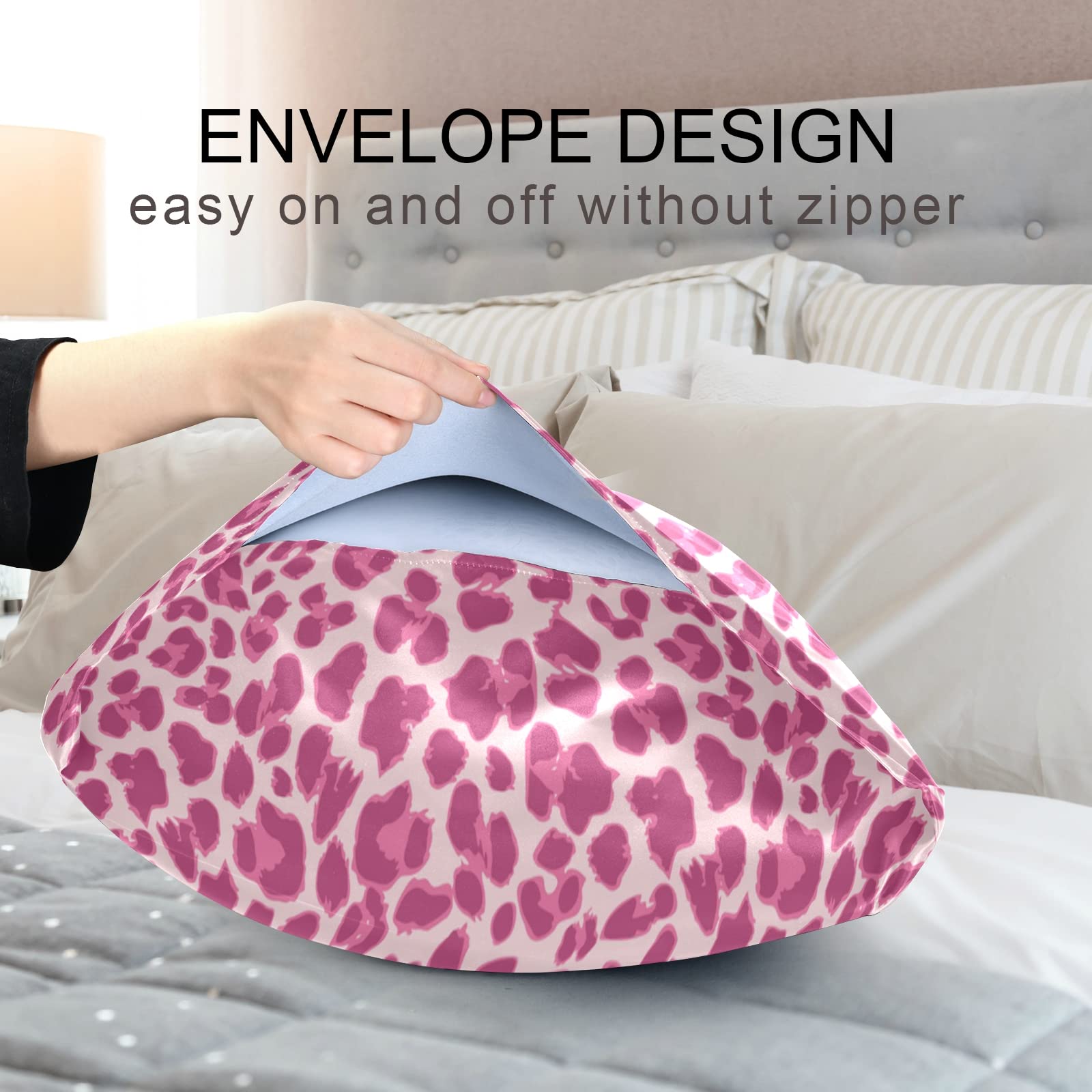 ALAZA Satin Pillowcase for Hair and Skin - Soft Pink Leopard Print Pillow Cover 26x20 Inches | Reduces Frizz & Wrinkles | Perfect for Bedroom Decor, Gift & Travel