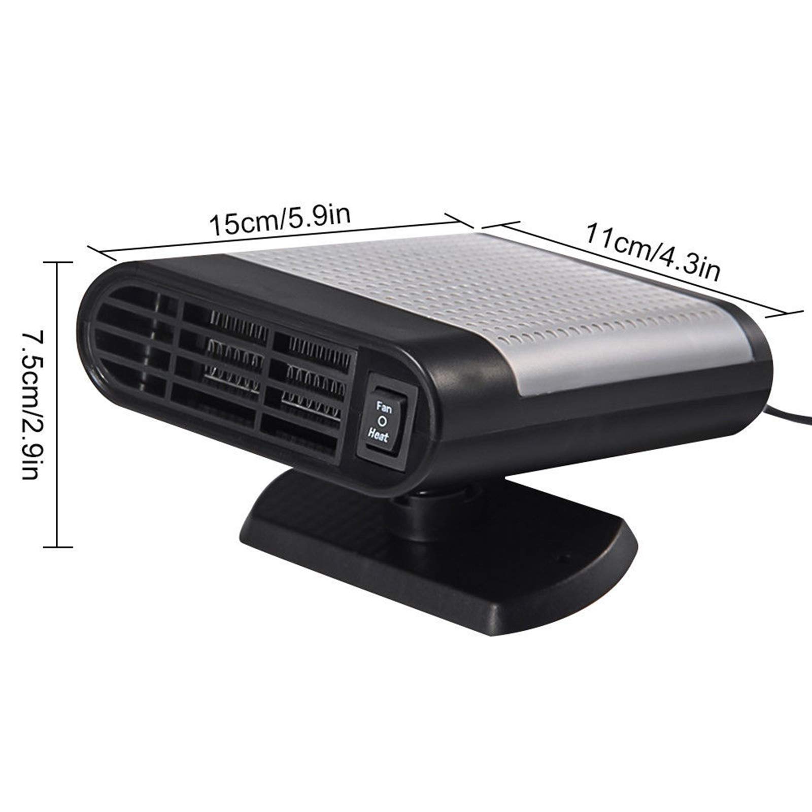 12V Portable Car Heater - Universal Interior Heating & Cooling Fan with Defroster and Demister for Winter - Red Car Accessory for Window Mist Removal & Cabin Comfort