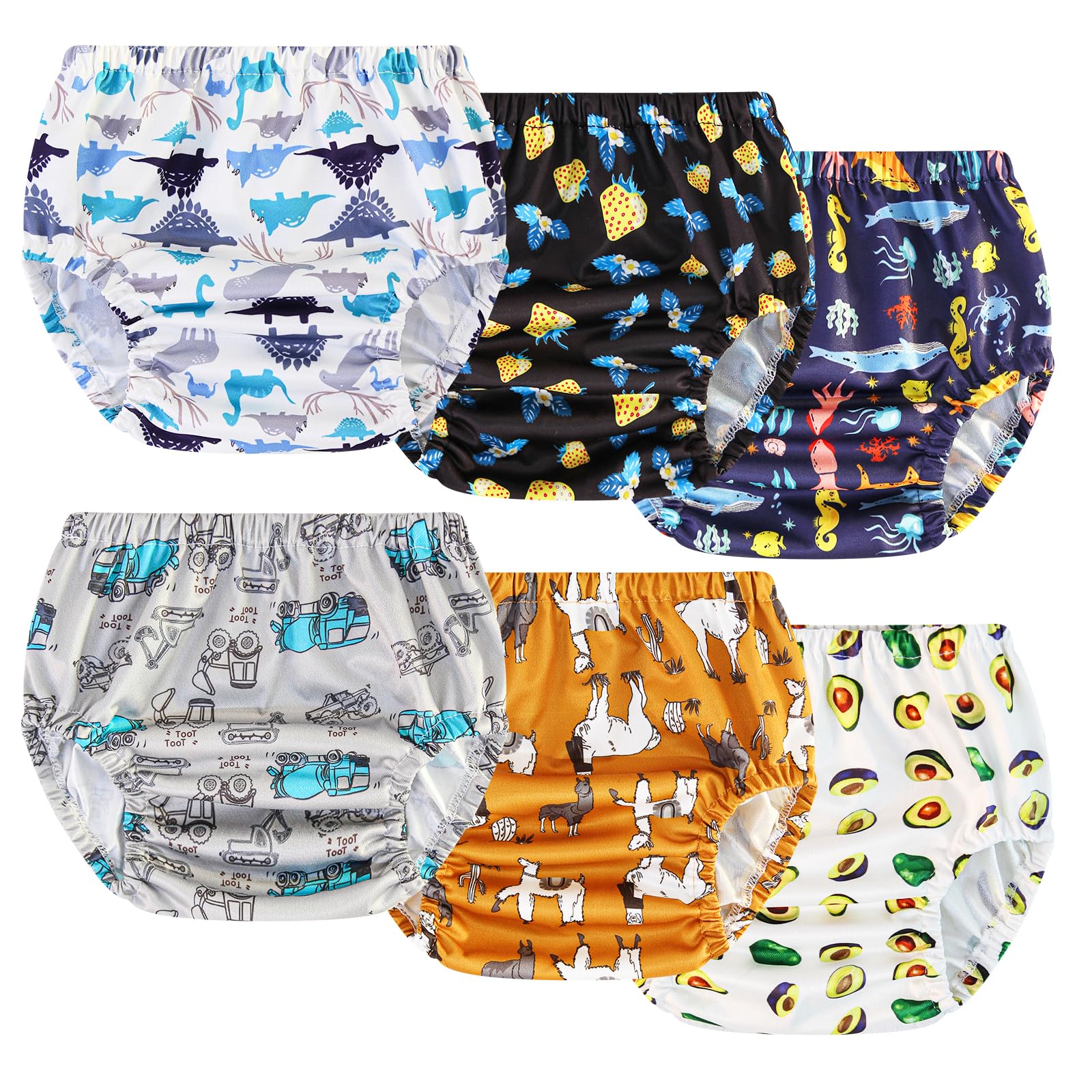 Joyo Roy 6Pcs Toddler Rubber Training Pants - Waterproof Plastic Diaper Covers & Underwear for Potty Training (4T) - Ideal for Daycare, Travel & Nighttime Protection