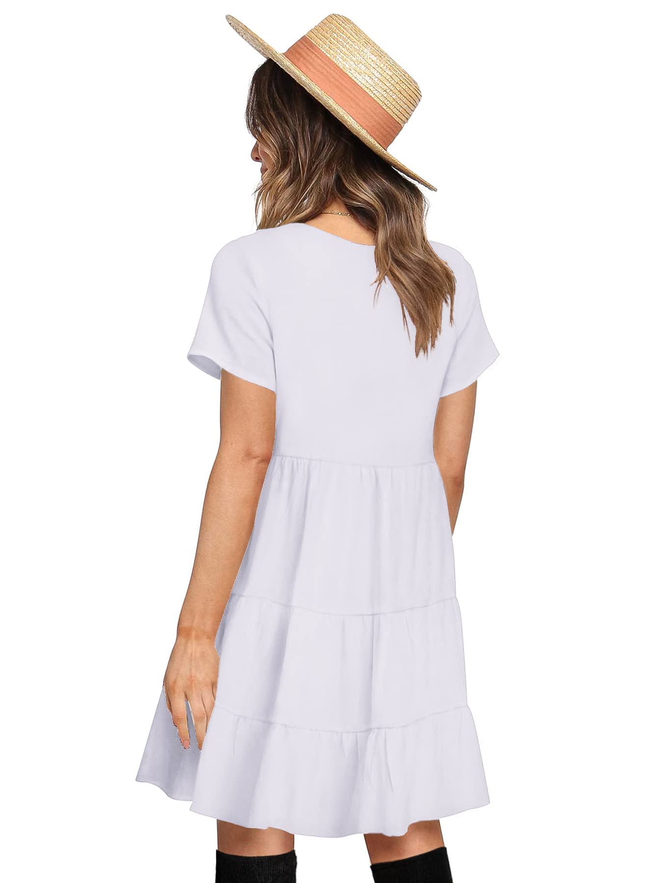 Amoretu Women's Summer Swing Dress - Casual Flowy Tunic Beach Dress with Pockets | Lightweight Breathable Sundress for Vacation, Beach Outings & Summer Parties