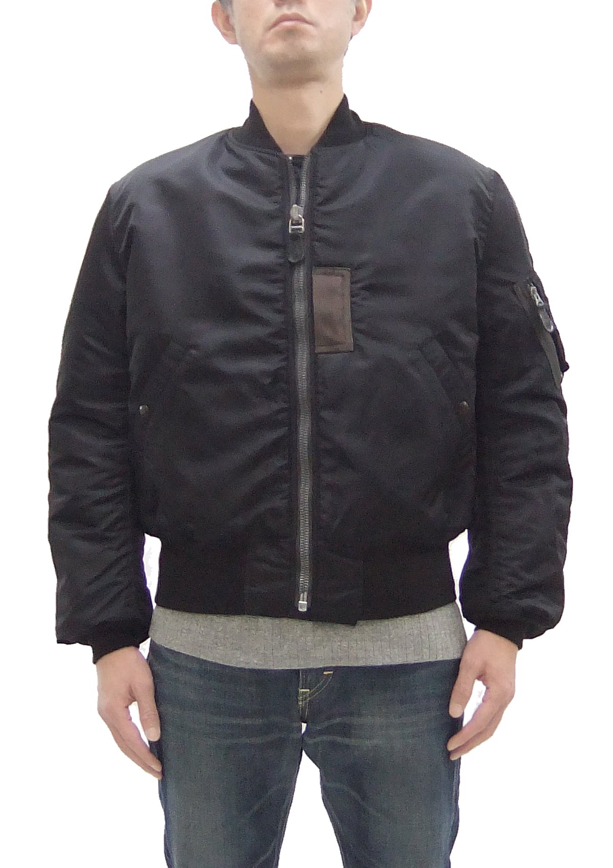 Buzz Rickson Black MA-1 Flight Jacket for Men - William Gibson Collection Albert Turner MA1 Bomber Jacket BR15414 (No Stencil) - Stylish Aviator Jacket for Urban Fashion & Motorcycle Riding
