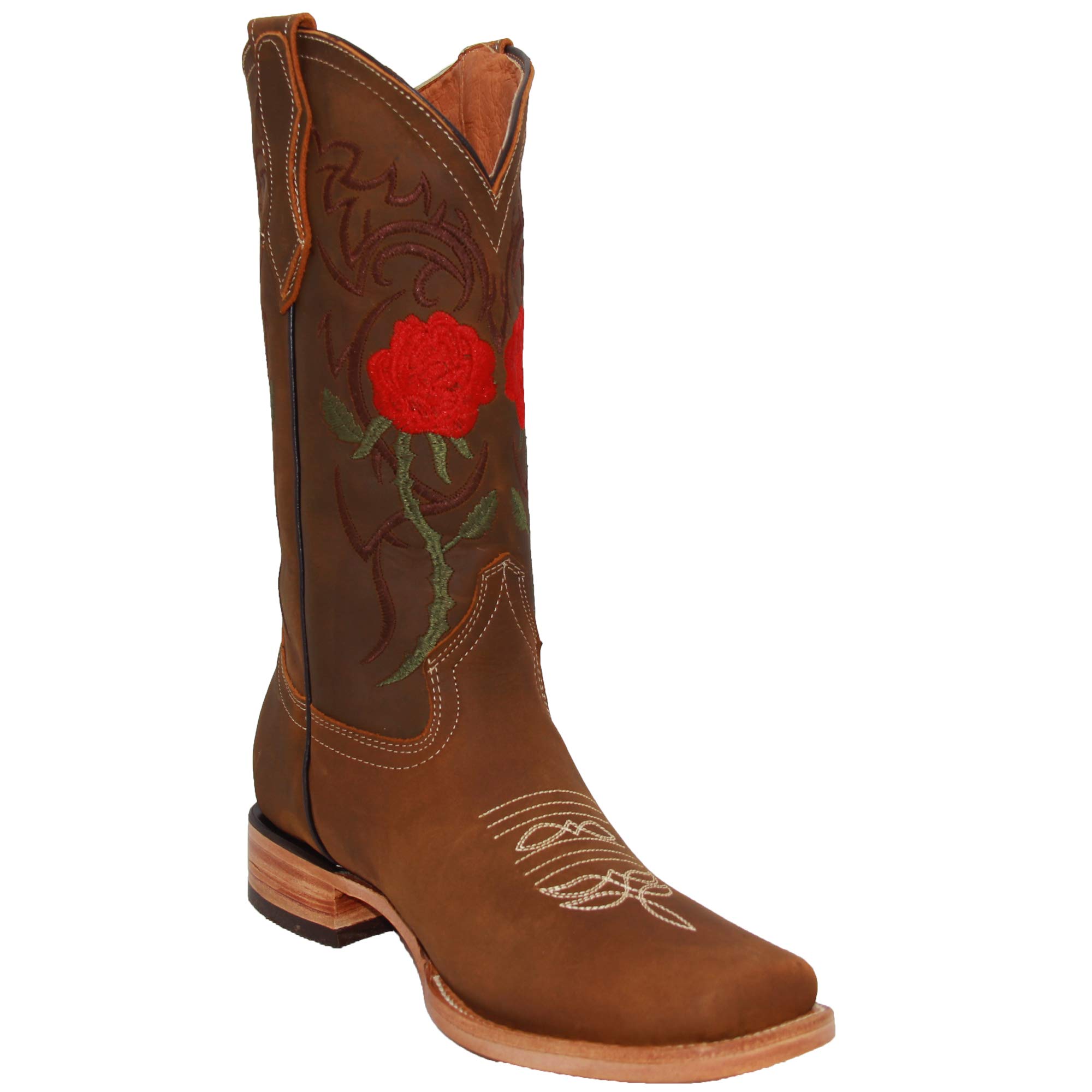 Women's Western Cowgirl Boots - Genuine Leather Floral Embroidered Ankle Boots for Country Dancing, Rodeo & Fashion Outfits