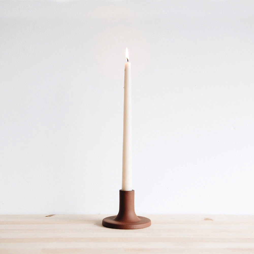 Elegant Ceramic Taper Candlestick Holder - Natural Earth Tone - Perfect for Wedding Centerpieces, Romantic Dinners & Home Decor