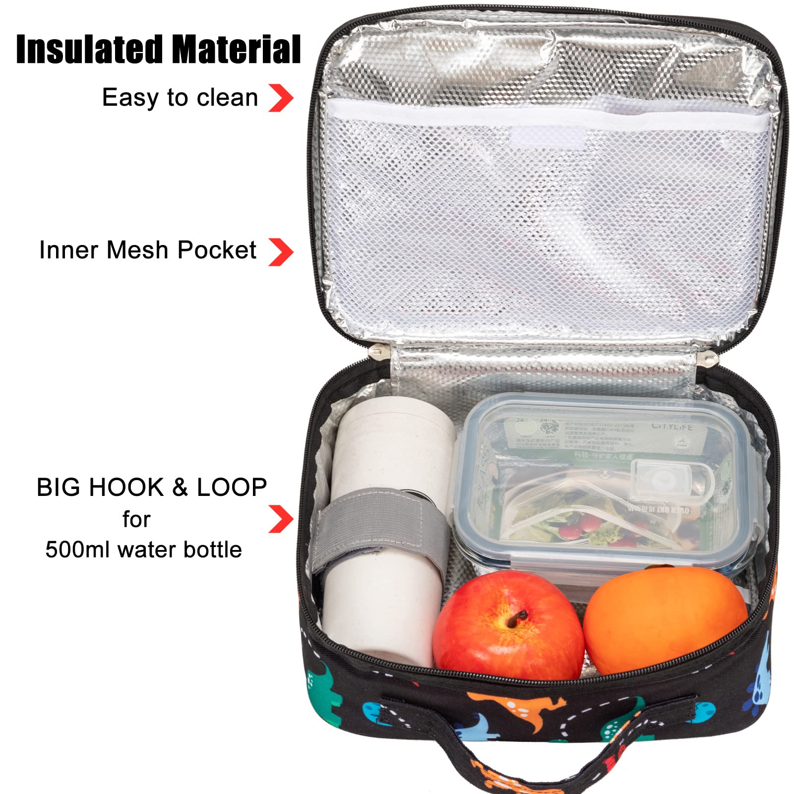 Dinosaur Insulated Lunch Box for Kids - Leak Proof Thermal Lunch Bag for Preschool, Kindergarten, School & Travel - Perfect for Picnics, Field Trips & Daily Lunch Storage