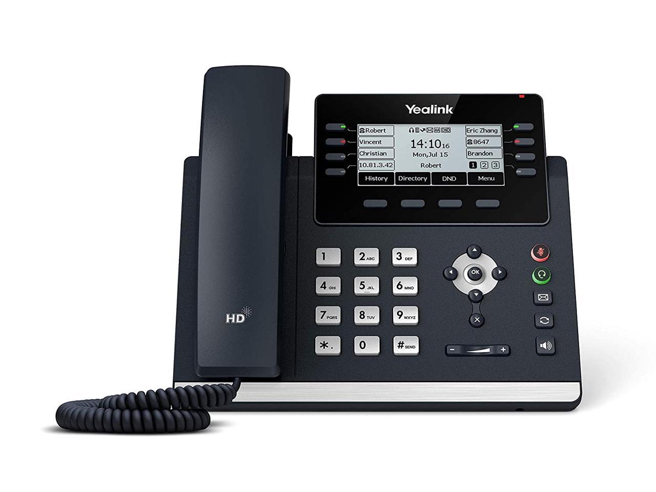Yealink SIP T43U IP Phone - Corded VoIP Business Phone with HD Voice, Wall Mountable & Desktop Use, Gray - Ideal for Office, Call Center & Remote Work
