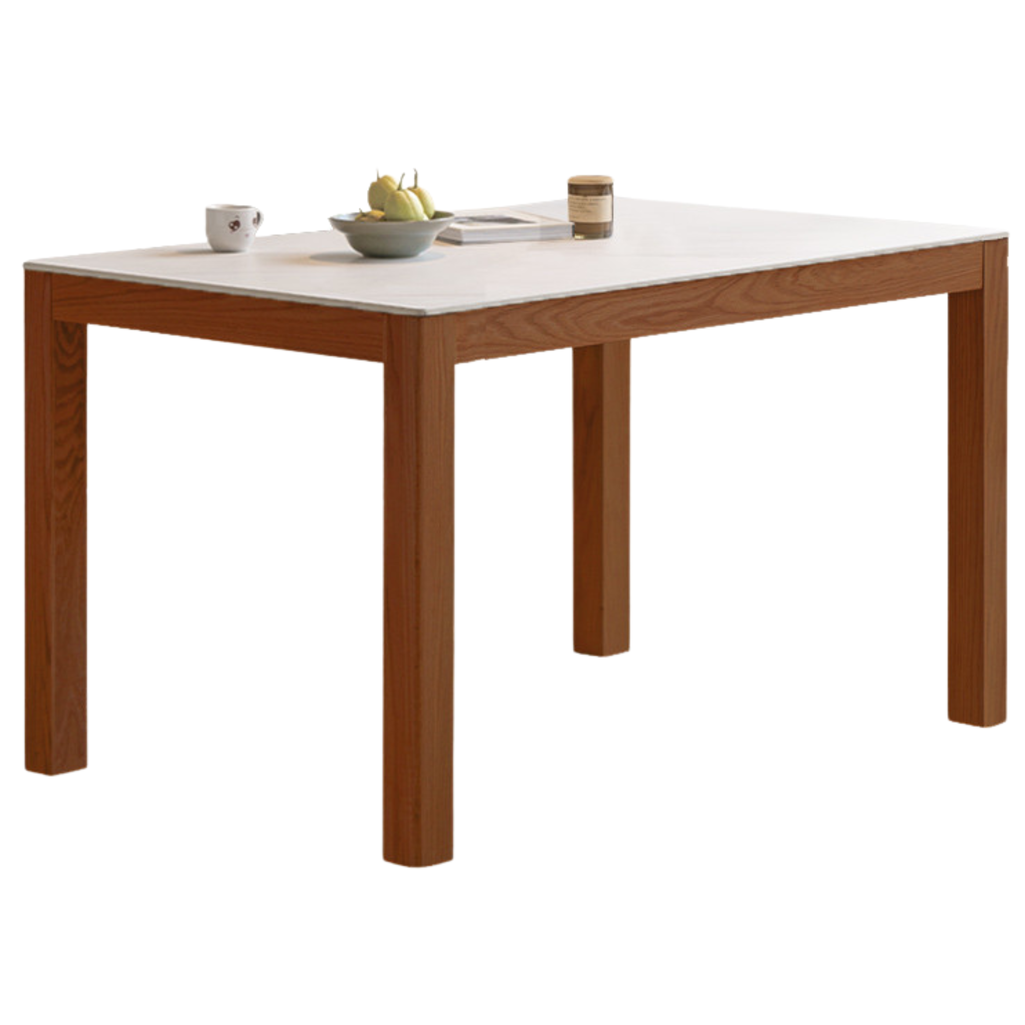 54.8x31.2x29.6 inch / 139.4x79.4x75.2 cm / Walnut color /Rock board dining table