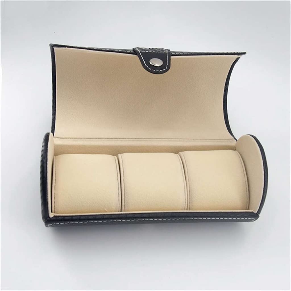 Premium PU Leather Watch Box Organizer - 3 Slot Display Case for Wristwatches, Necklaces & Bracelets | Luxury Gift Box for Men & Women | Travel Storage Pouch for Jewelry Collection & Business Trips