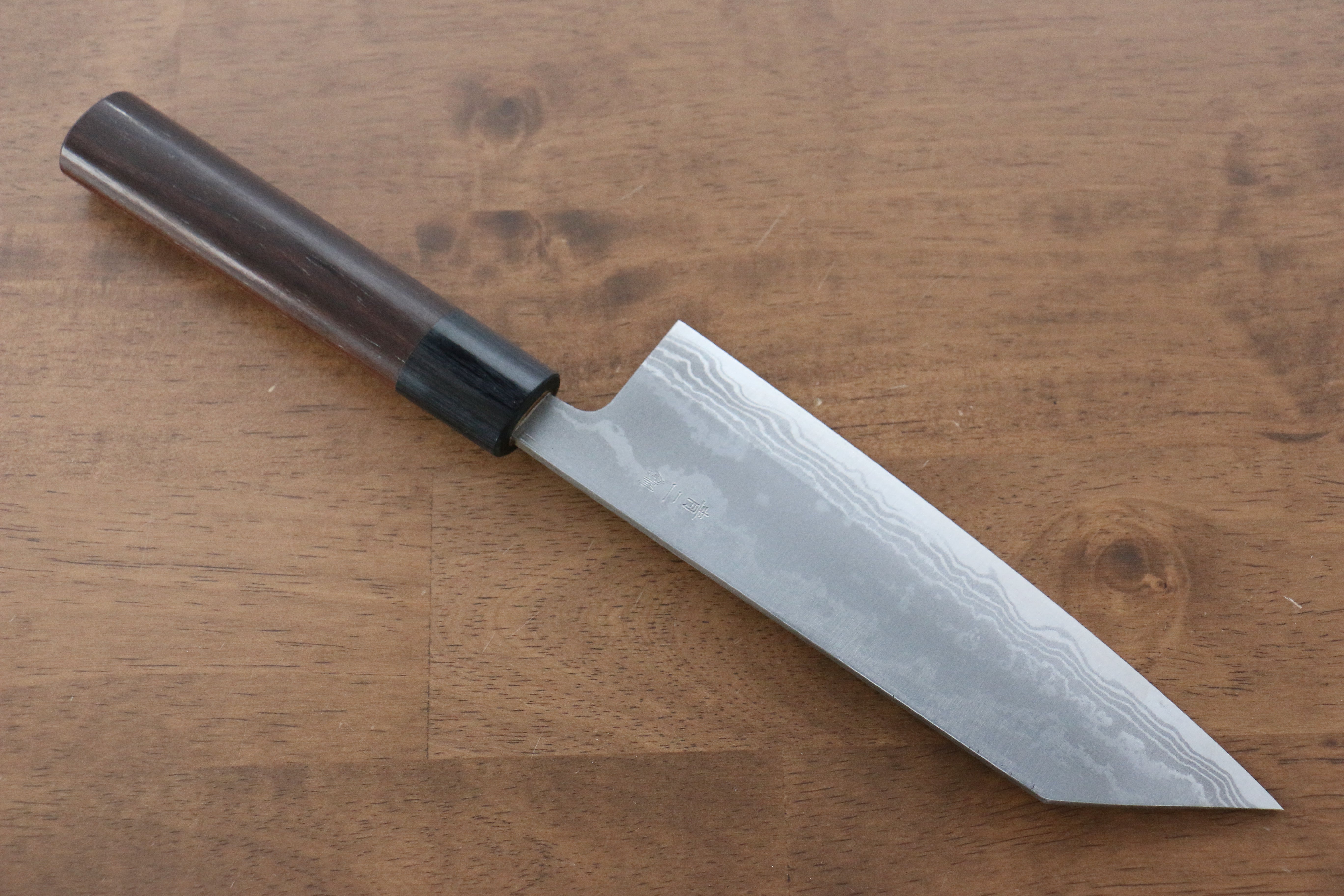 Premium Kanetsune Blue Steel No.2 Damascus Kiritsuke Knife 170mm - Handcrafted Japanese Kitchen Knife with Shitan Handle - Perfect for Sushi, Sashimi & Precision Cutting