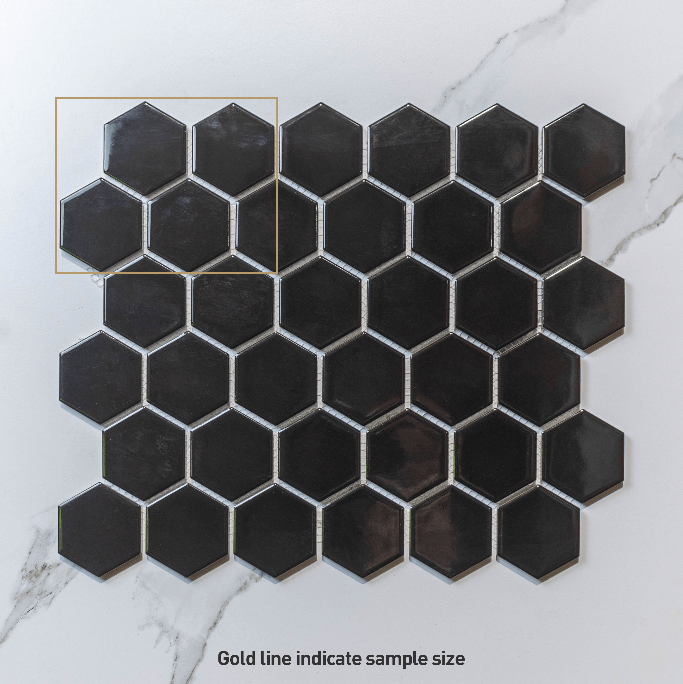 Hive M Black 51x59 Glossy Hexagon Mosaic Tile (Per Sheet) - Perfect for Kitchen Backsplash, Bathroom Wall & Modern Interior Design
