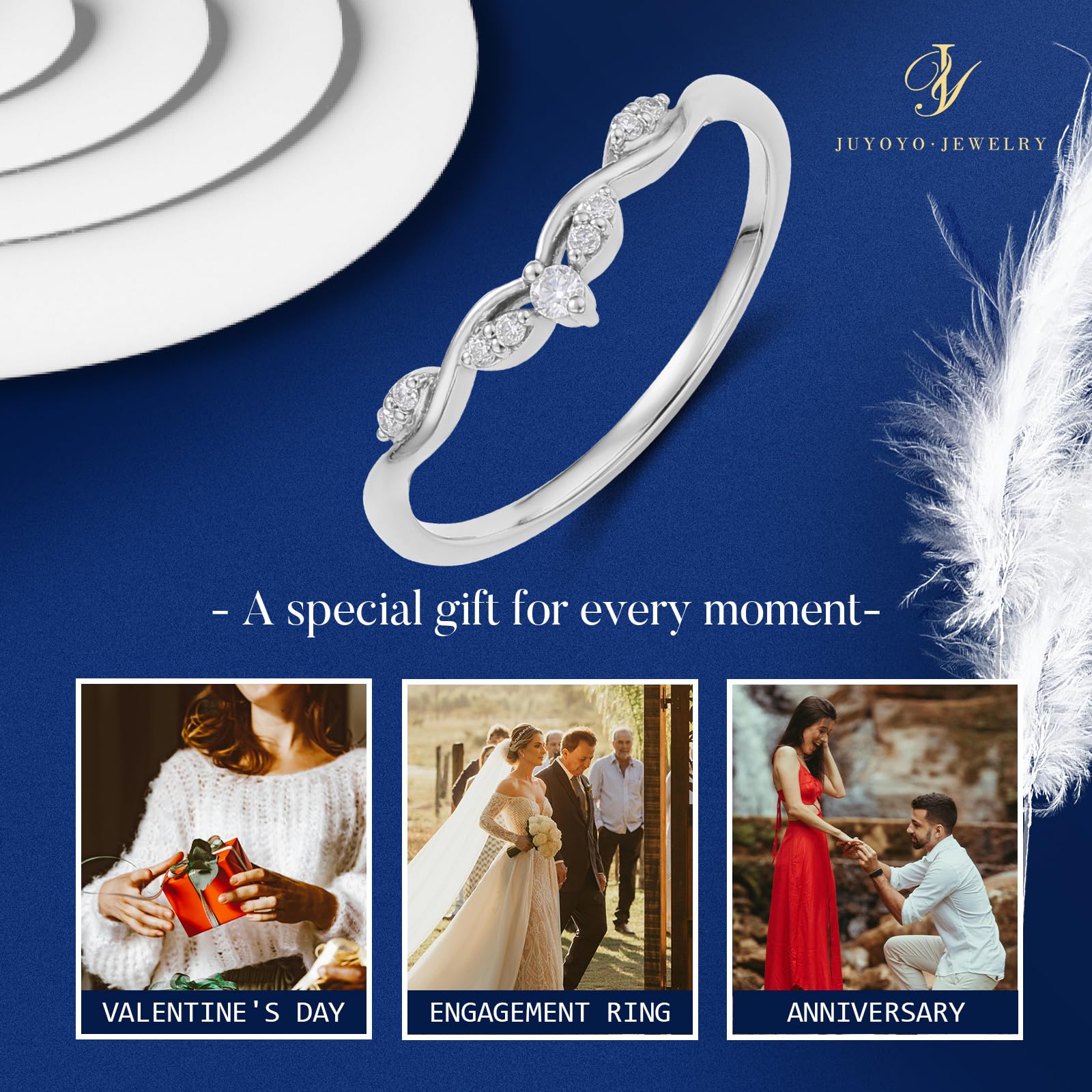 Eternity Rings for Women - 925 Sterling Silver Moissanite Engagement, Wedding & Promise Rings - Stackable Band Size 3-10 - Perfect for Proposals, Anniversaries & Everyday Elegance