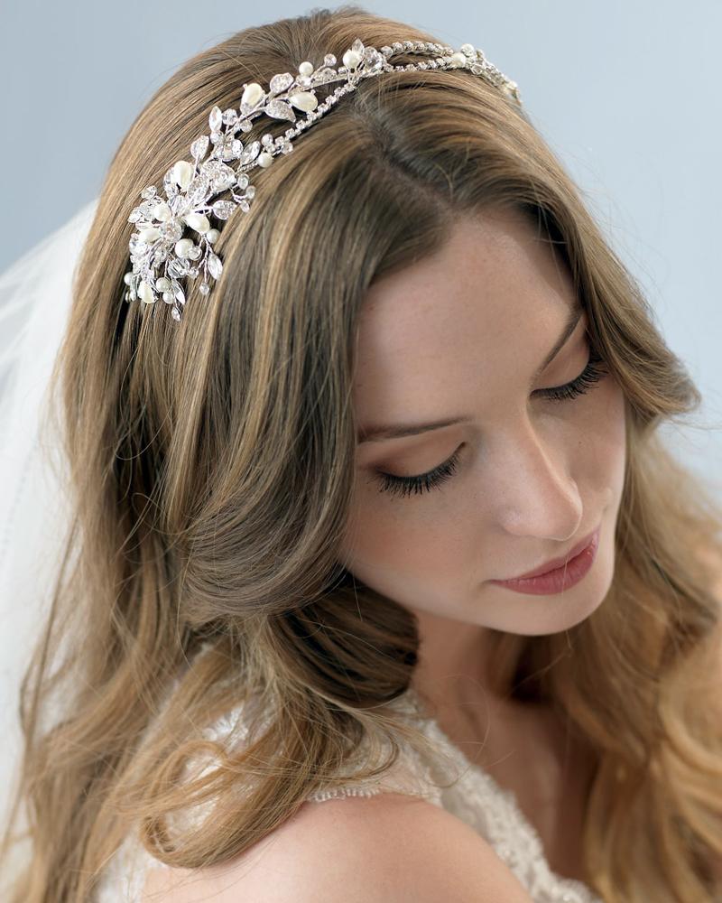 Elegant Ivy Pearl & Crystal Headband for Women - Wedding, Prom, Party Hair Accessories - Perfect for Bridal, Formal Events & Special Occasions
