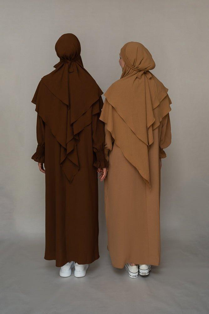 Two Layer Brown Khimar - Modest Islamic Prayer Dress for Women - Perfect for Prayer, Hijab, and Everyday Wear