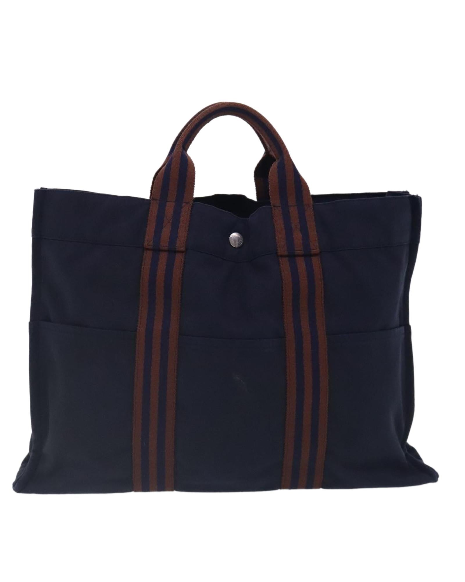 Stylish Canvas and Leather Tote Bag with Silver Hardware - Perfect for Work, Travel & Everyday Use