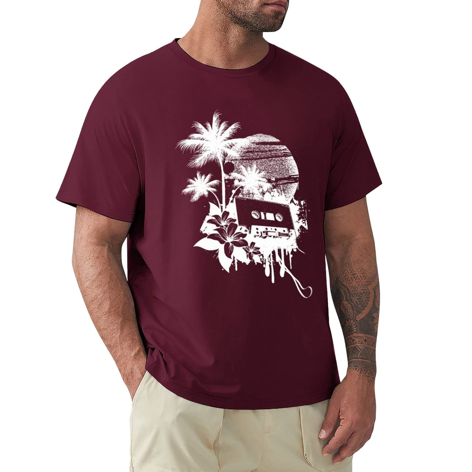 Big and Tall Men's Casual Cotton Printed Round Neck Short Sleeve T-Shirt - Comfortable Green Polo Shirt for Everyday Wear - Perfect for Summer Outings, Casual Fridays & Weekend Relaxation