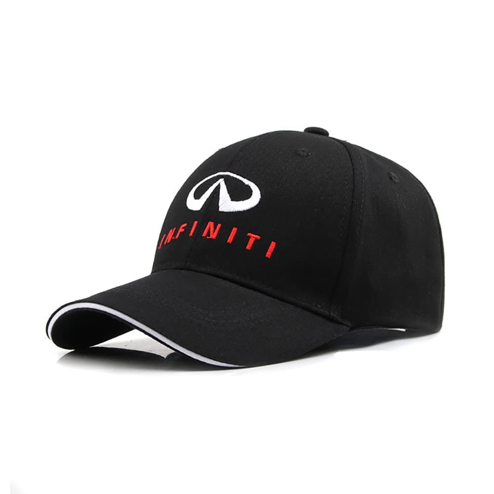 ASONUP Adjustable Embroidered Baseball Cap for Men & Women - Black Infiniti Racing Motor Hat - One Size Fits All - Perfect for Travel, Sports, and Outdoor Activities