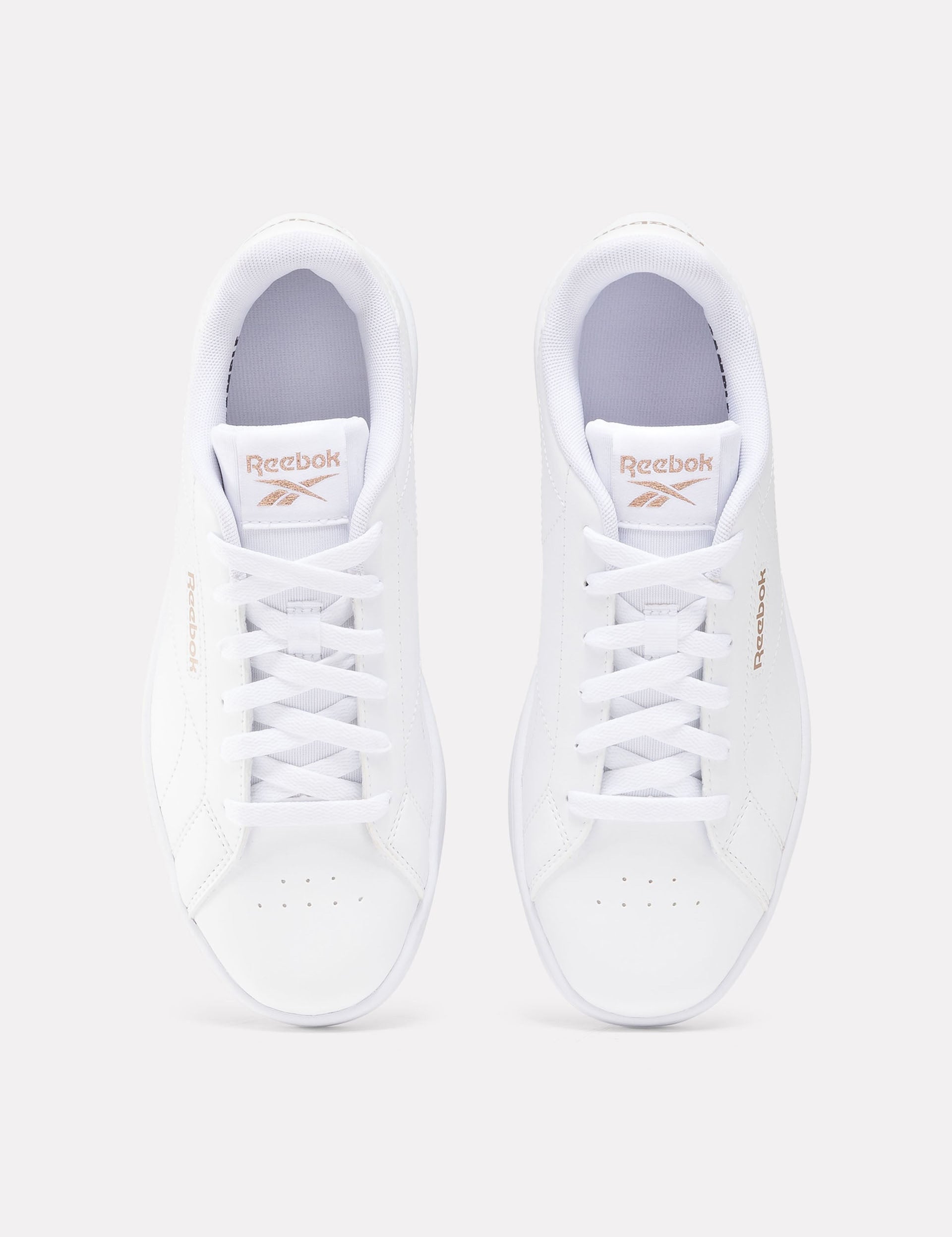 White & Rose Gold Court Clean Sneakers - Stylish Women's Tennis Shoes for Casual Wear & Gym Workouts