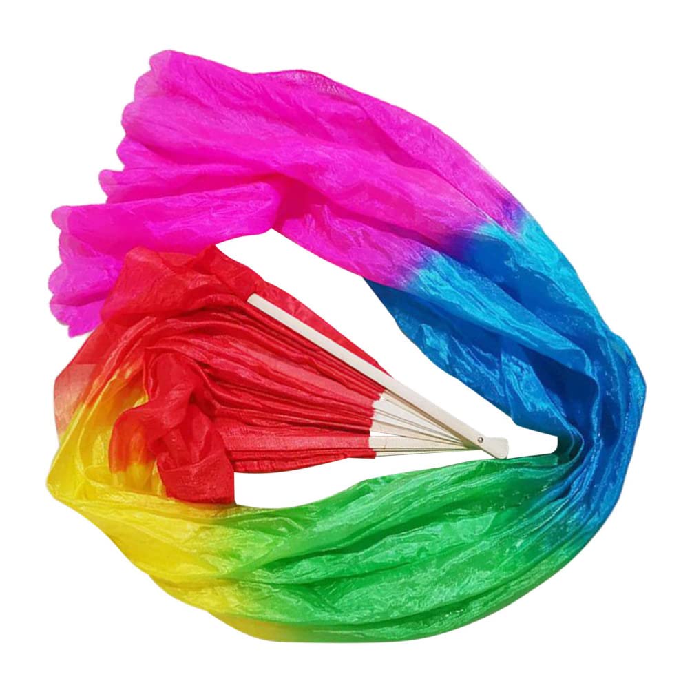 Premium 180CM Silk Belly Dance Fan for Women - Left Hand Gradient Color Veil Fan for Belly Dancing, Yangko & Performance | Professional Dance Accessory for Stage Shows, Practice & Cultural Events