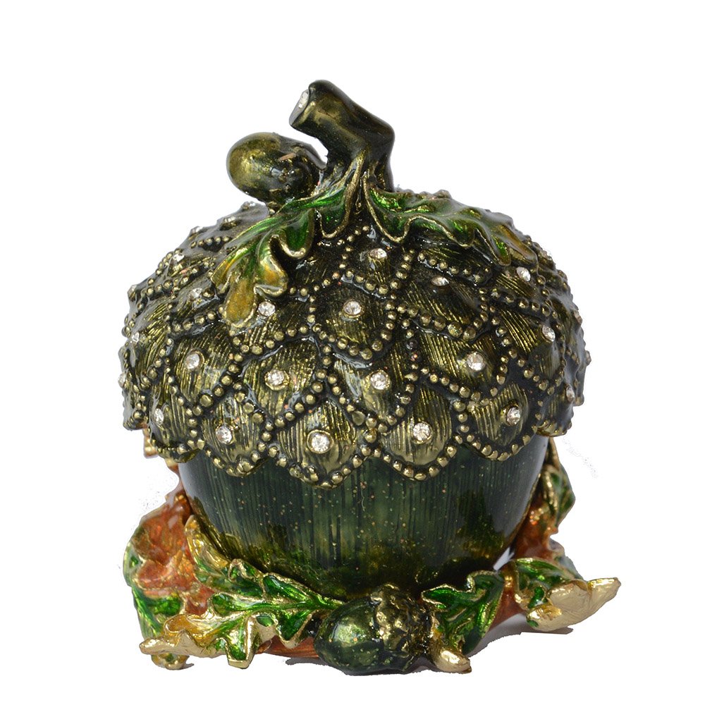 Hand Painted Halloween Pumpkin Jewelry Box with Hinged Lid - Decorative Trinket Box for Rings & Earrings - Perfect for Halloween Decor, Gift Giving & Tabletop Display