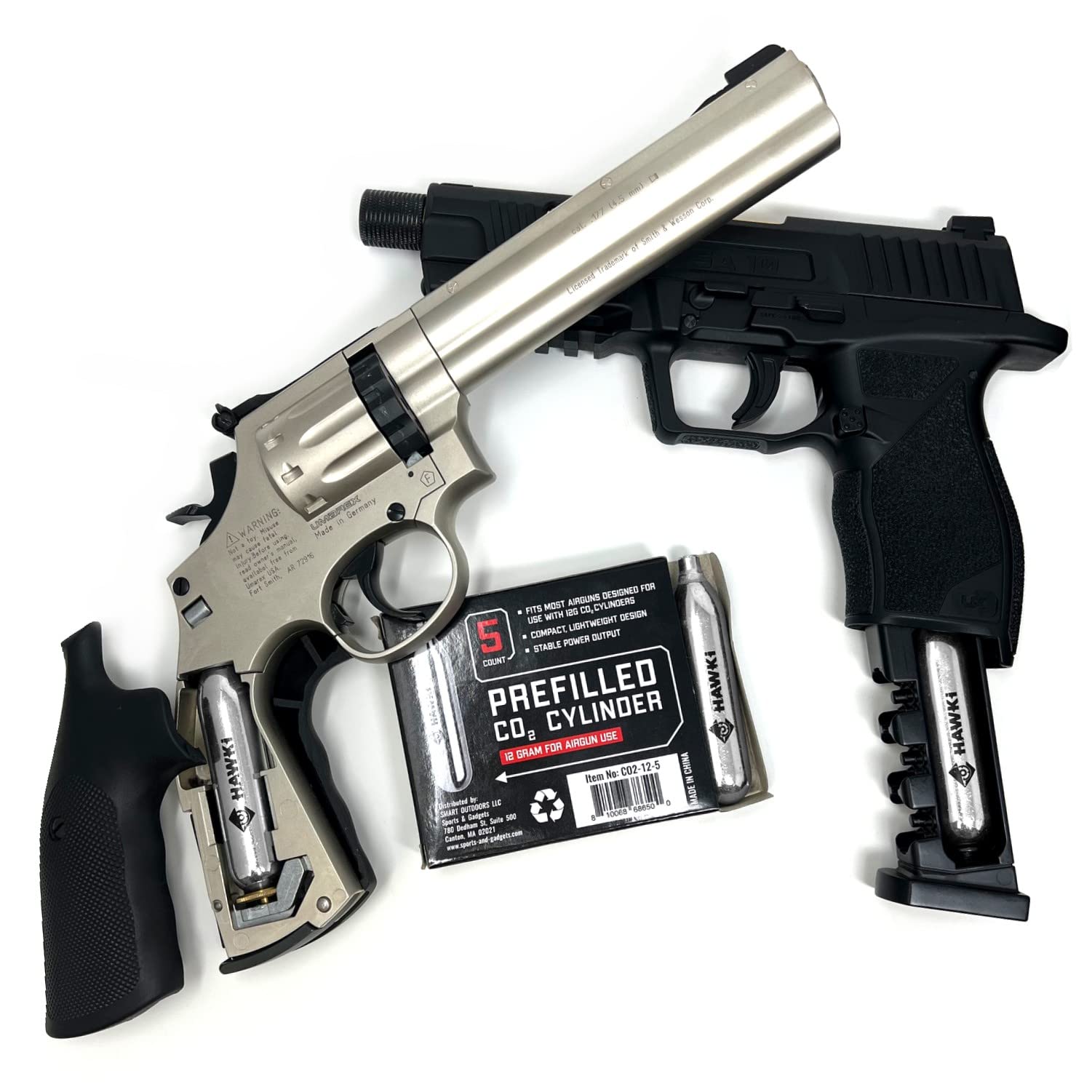 Hawki 12 Gram CO2 Cartridges - Premium Refills for Air Guns, BB Guns, Airsoft Pistols & Paintball Markers | Perfect for Target Shooting, Hunting & Outdoor Sports