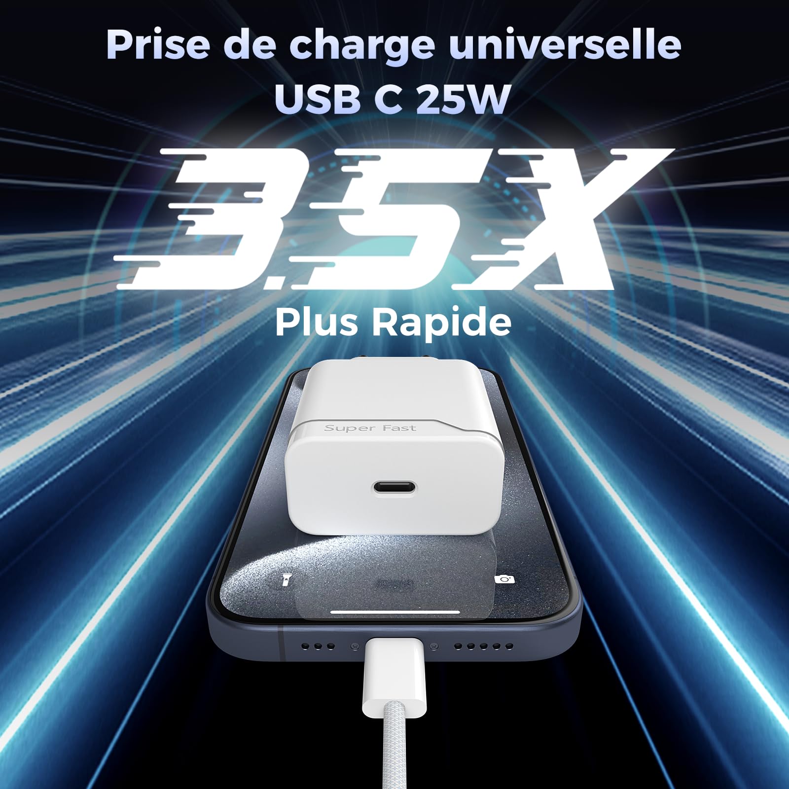 USB C Fast Charger 25W - PD 3.0 Quick Charge Plug for iPhone 16/15/14/13/12/11 Series, iPhone 15 Pro/Pro Max/Plus & iPhone 16 Pro/Pro Max - Compact AC Wall Adapter for Fast Charging at Home, Office or Travel