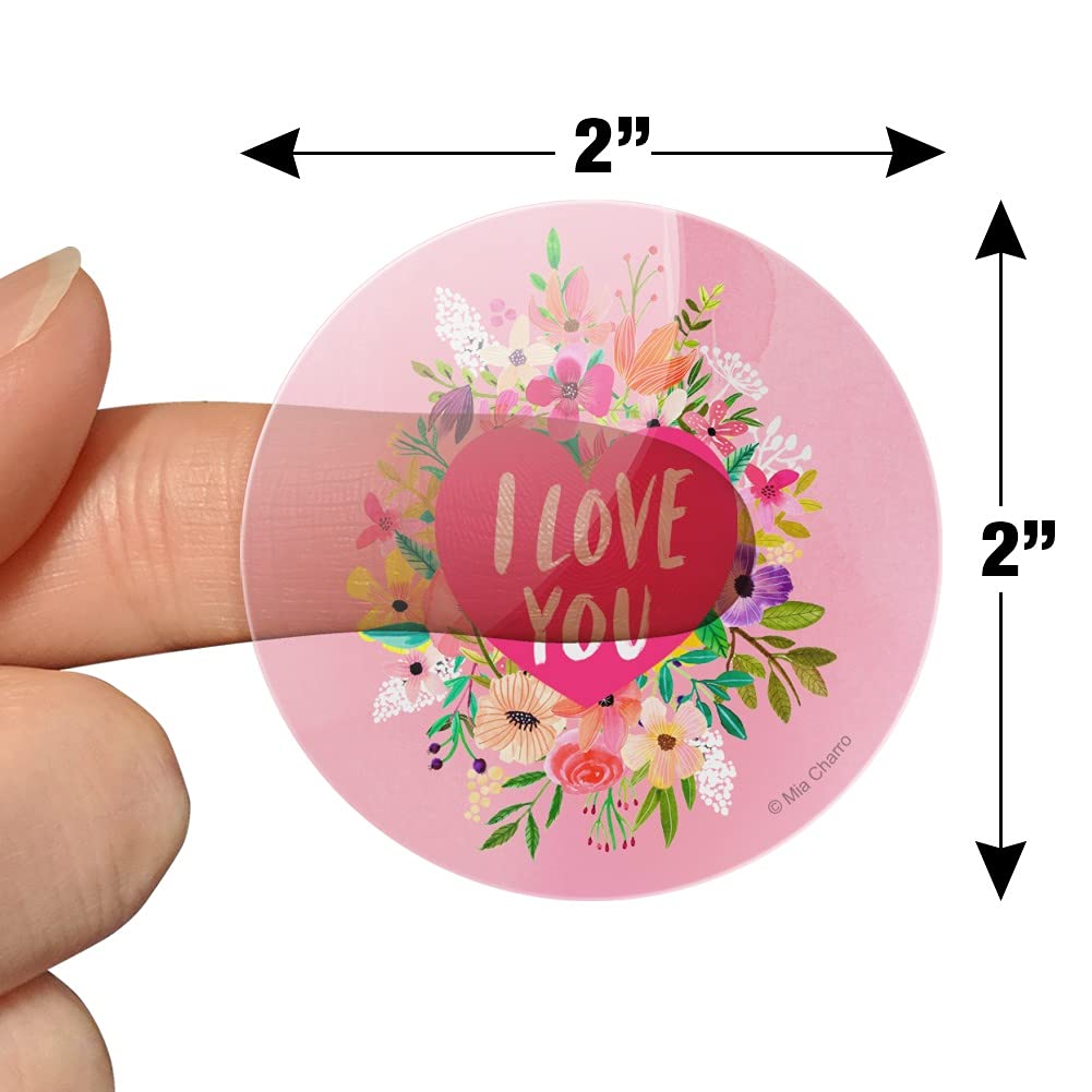 I Love You Flower Heart Wreath Planner Stickers - Scrapbooking, Bullet Journal & Crafting Decorative Stickers for DIY Projects, Wedding Invitations & Gift Wrapping