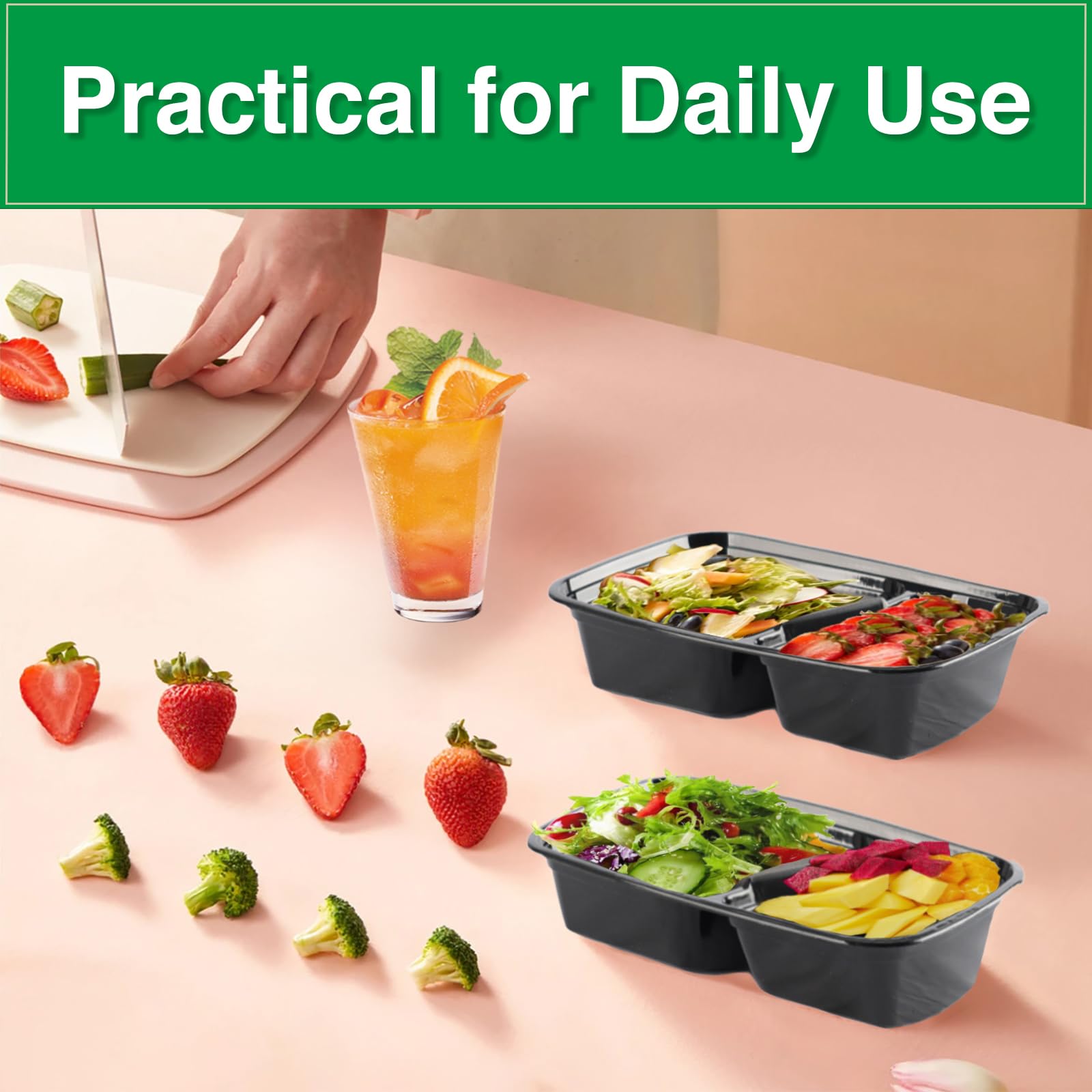 30 Pack 2-Compartment Meal Prep Containers - 29 oz Reusable BPA-Free Food Storage with Lids | Microwave, Dishwasher & Freezer Safe | Stackable for Easy Storage | Perfect for Meal Prepping, Takeout & Leftovers