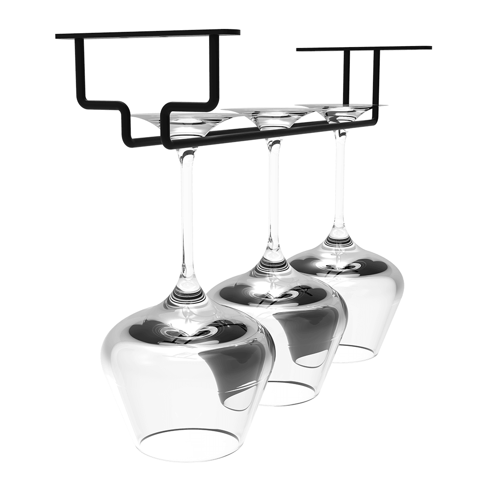 Single Row Glass Hanger - Premium Wall Mounted Glass Holder for Kitchen, Bathroom & Office - Perfect for Organizing Wine Glasses, Mugs and Cups