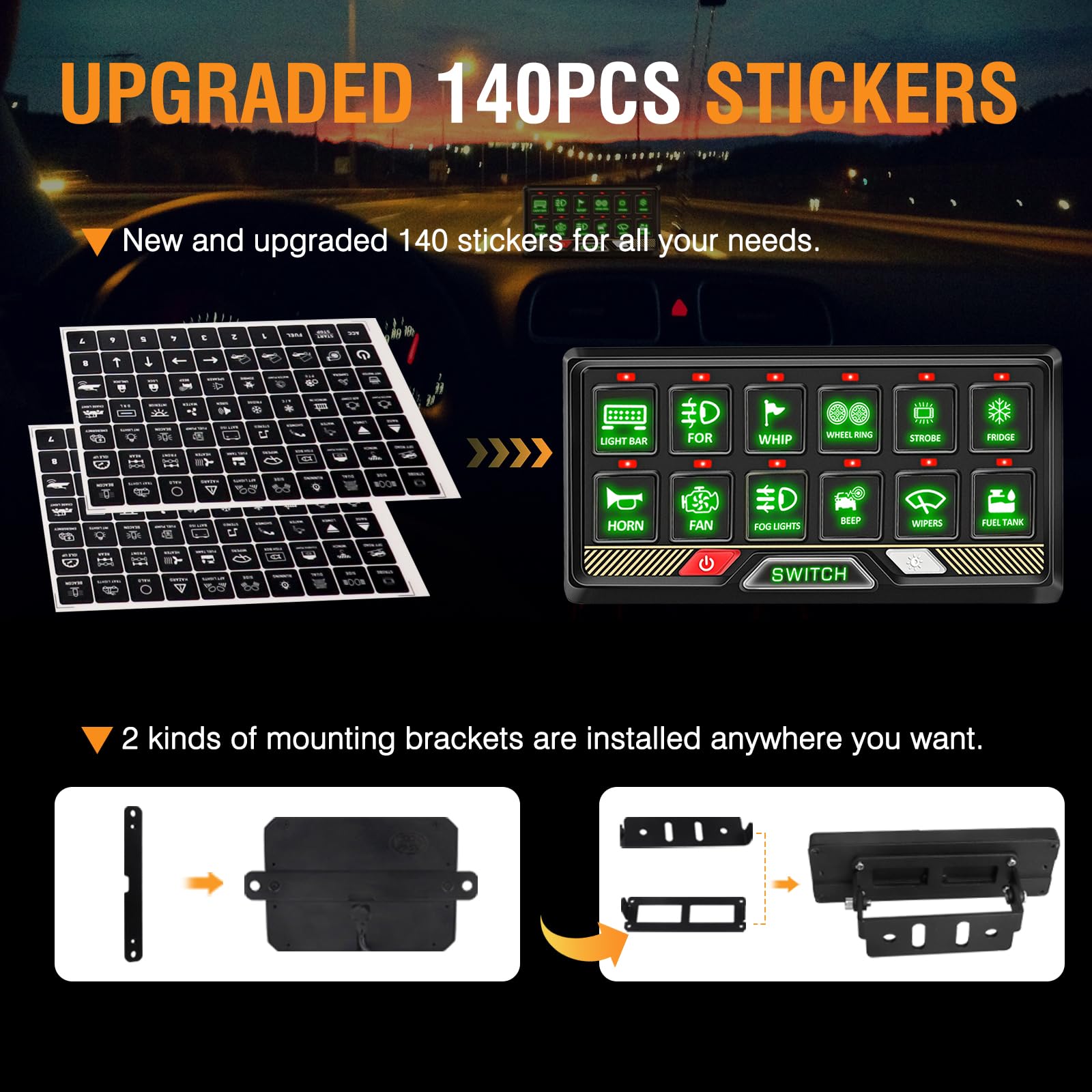 12 Gang RGB LED Switch Panel - Waterproof Aluminum Universal Circuit Control System with Relay Box for UTV, ATV, RV, Car, Boat, Truck & Trailer - Perfect for Off-Road, Marine & Vehicle Customization