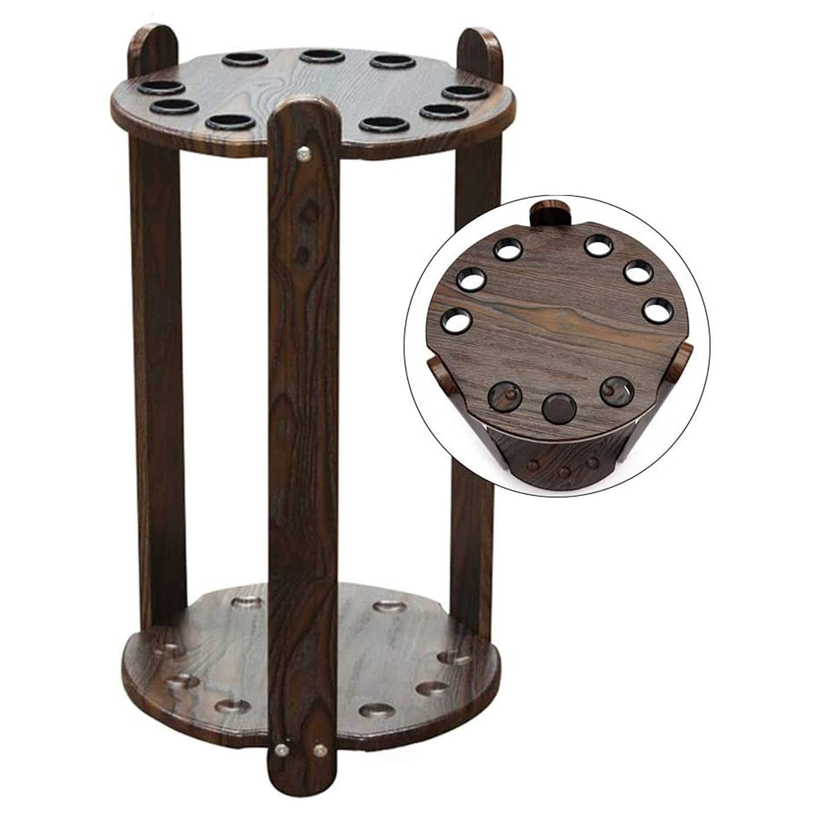 Premium 9-Hole Wooden Pool Cue Rack - Floor Stand Billiard Stick Holder for Game Rooms & Bars | Durable Pool Table Accessory for Home, Club & Professional Use