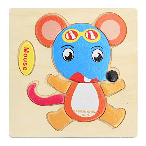Enakshi Wooden Cartoon Mouse Shape Puzzle - Educational Baby Toy for Early Learning & Development | Montessori Toddler Toy for Shape Recognition & Fine Motor Skills | Perfect Gift for 1-3 Year Olds - Playtime, Preschool & Homeschool Activities