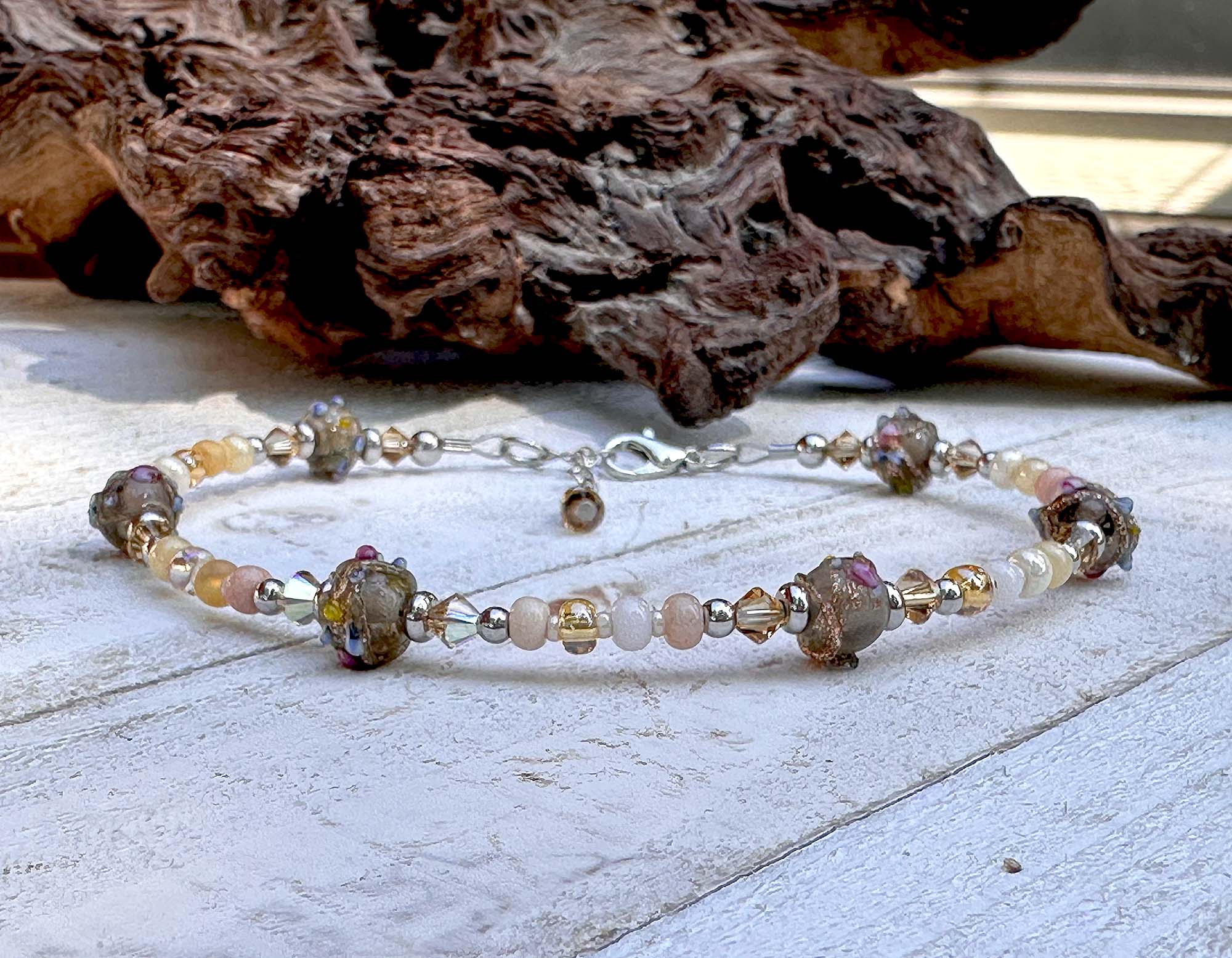 Topaz Olive Glass Beaded Anklet - Bohemian Style Adjustable Ankle Bracelet for Women | Perfect for Beach, Summer, and Festival Outfits