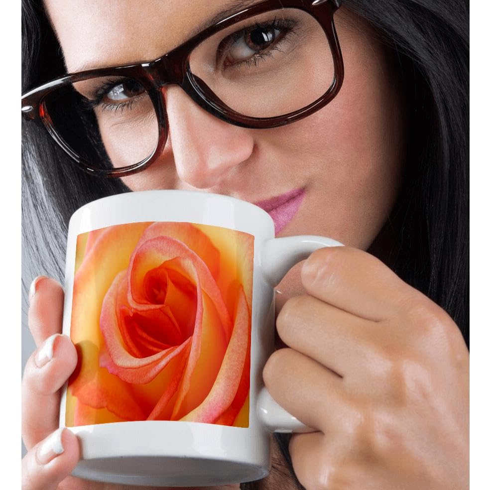 3D Rose Peach Rose Ceramic Coffee Mug - 11 oz Insulated Tea Cup with Handle - Perfect for Home, Office, or Gift Giving