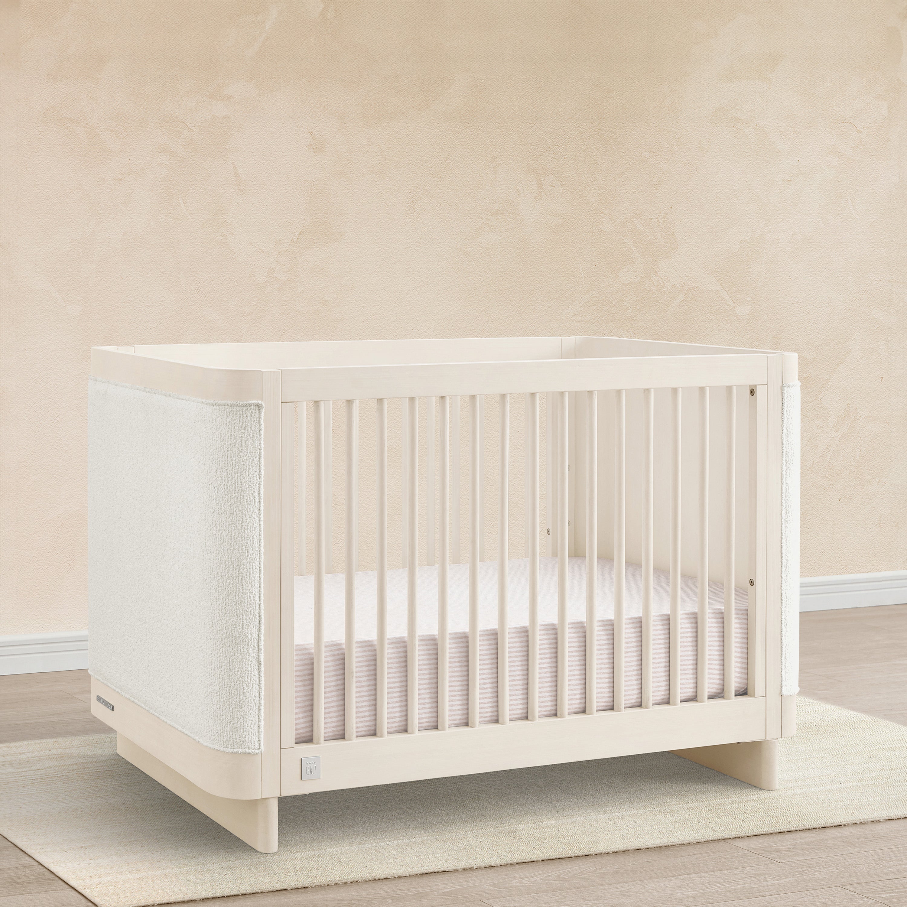 Callie 4-in-1 Convertible Upholstered Baby Crib with Toddler Bed Conversion - Modern Nursery Furniture for Newborns to Kids | Perfect for Small Spaces & Shared Rooms