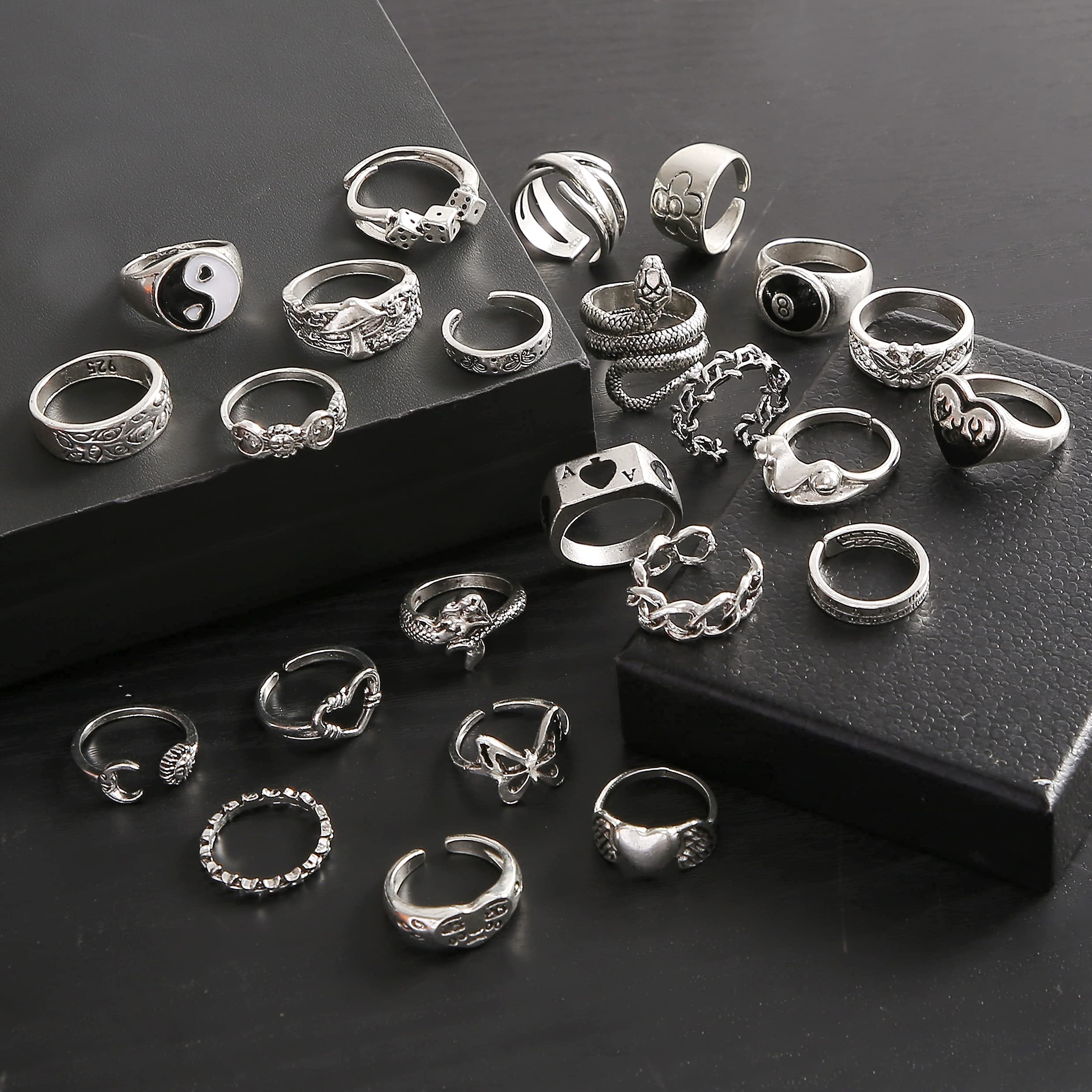 Vintage Silver & Gold Punk Knuckle Rings Set for Men & Women - Gothic Open Finger Rings for Punk Rock Fashion & Everyday Wear