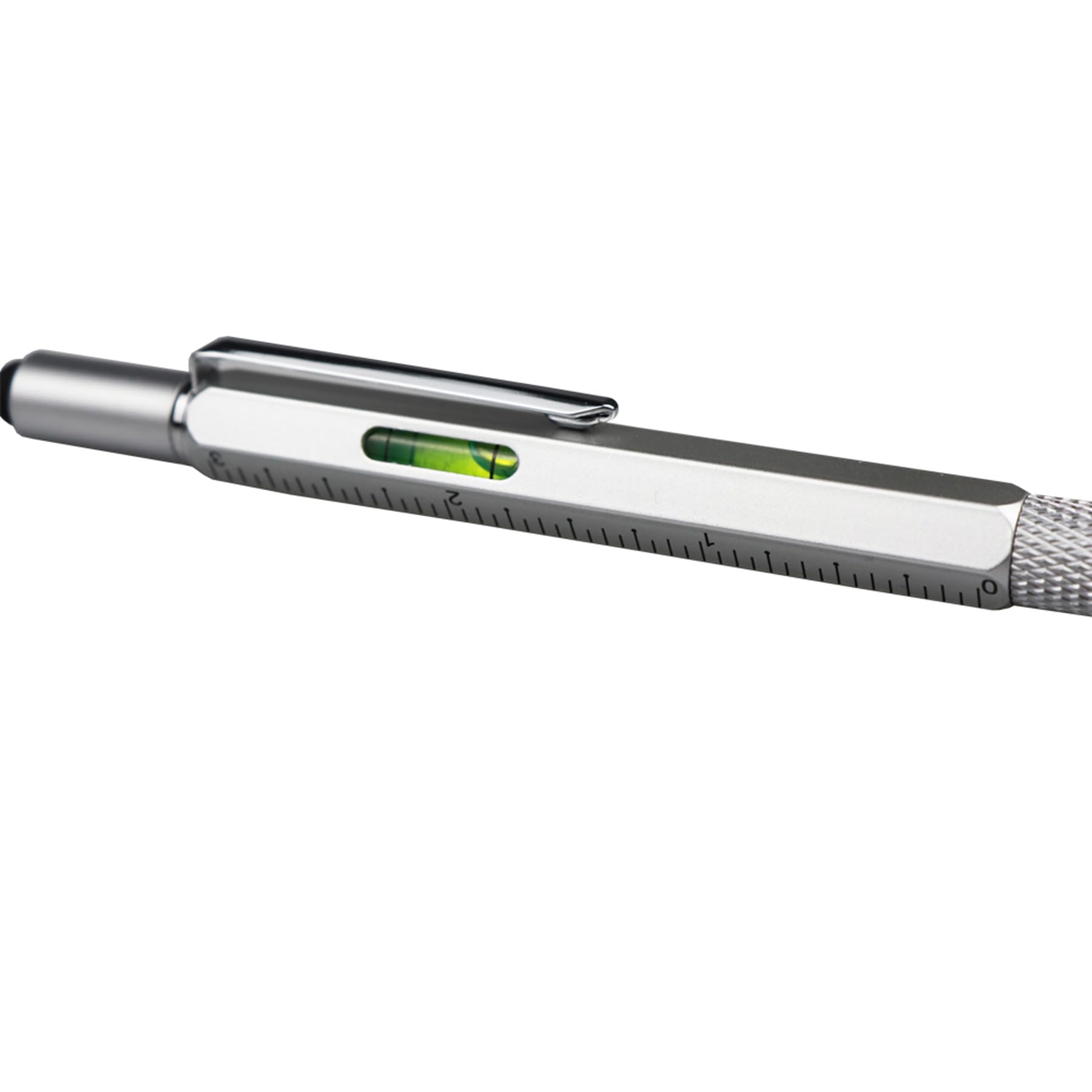 DUNBONG 6-in-1 Multi-Tool Pen with Screwdriver, Ballpoint Pen, Stylus, Level & Ruler - Silver (1 Count) - Perfect for DIY, Office Work, Camping & Everyday Carry