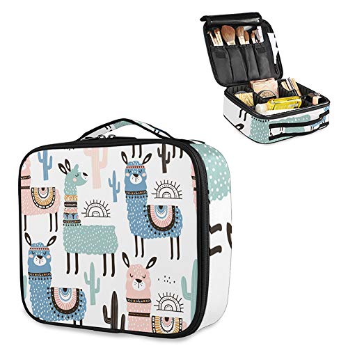 Stylish Large Travel Makeup Bag with Adjustable Dividers - Cute Llama Design Cosmetic Organizer for Women | Perfect for Vacation, Gym & Everyday Use