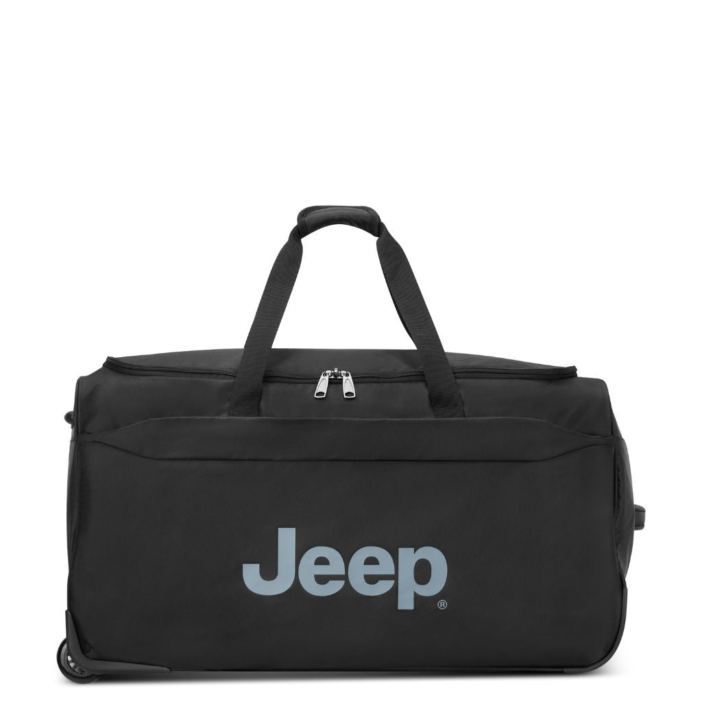 Jeep 73cm Duel Wheel Lightweight Medium Duffle Bag - Black | Water-Resistant Travel & Gym Bag for Men & Women | Perfect for Camping, Sports & Weekend Getaways