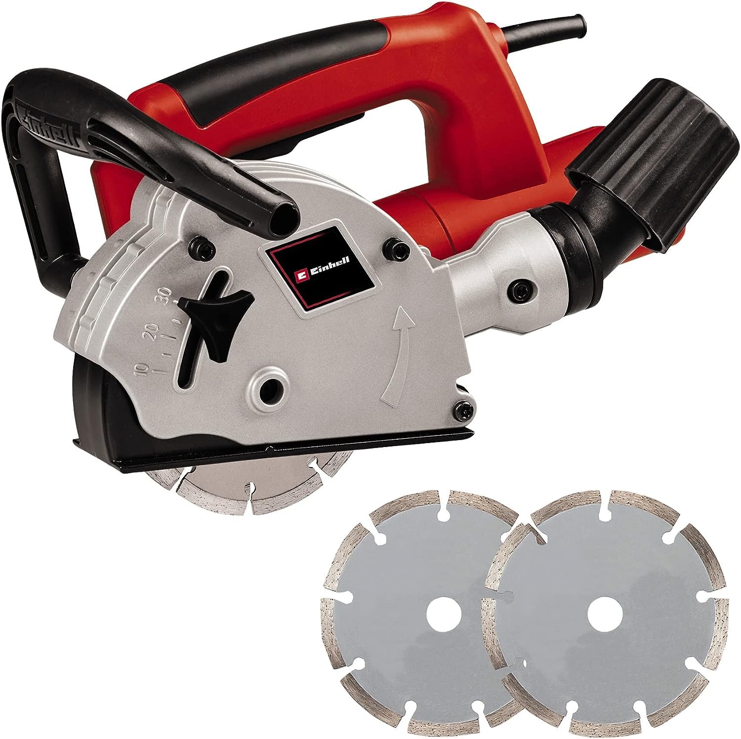 Einhell TH-MA 1300 Electric Wall Chaser (1320W, Spindle Lock, Soft Start) with 2 Diamond Cutting Discs - Perfect for Concrete Grooving, Wall Channeling & Electrical Wiring Installation