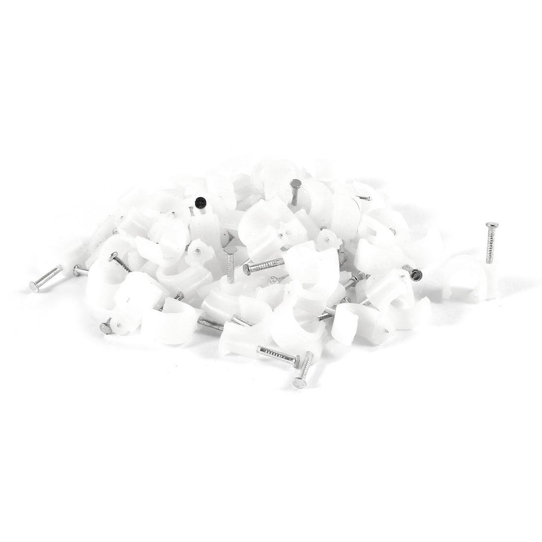 64Pcs 13mm Collated Roofing Nails - 8mm Diameter Coaxial Cable Insert Metal Nails with White Clips | Perfect for Roofing, Fencing & Cable Installation Projects
