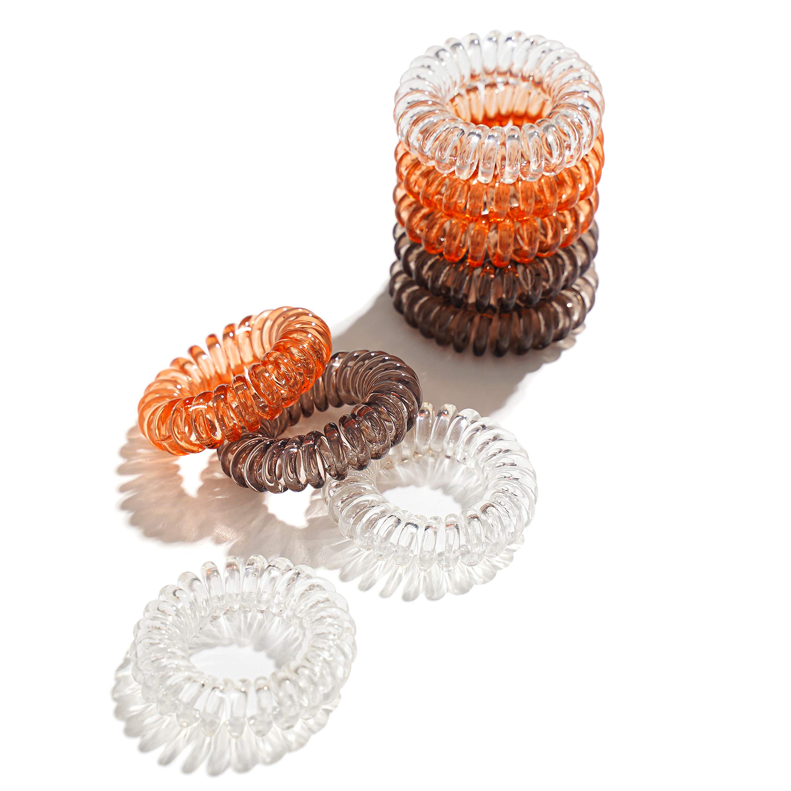 Spiral Hair Ties No Crease - 9 Pack Coil Hair Ties for Thick Hair, Ponytail Holders for Women & Girls (Adults & Kids) - Soft Elastic Phone Cord Hair Accessories for School, Work, Gym & Everyday Use