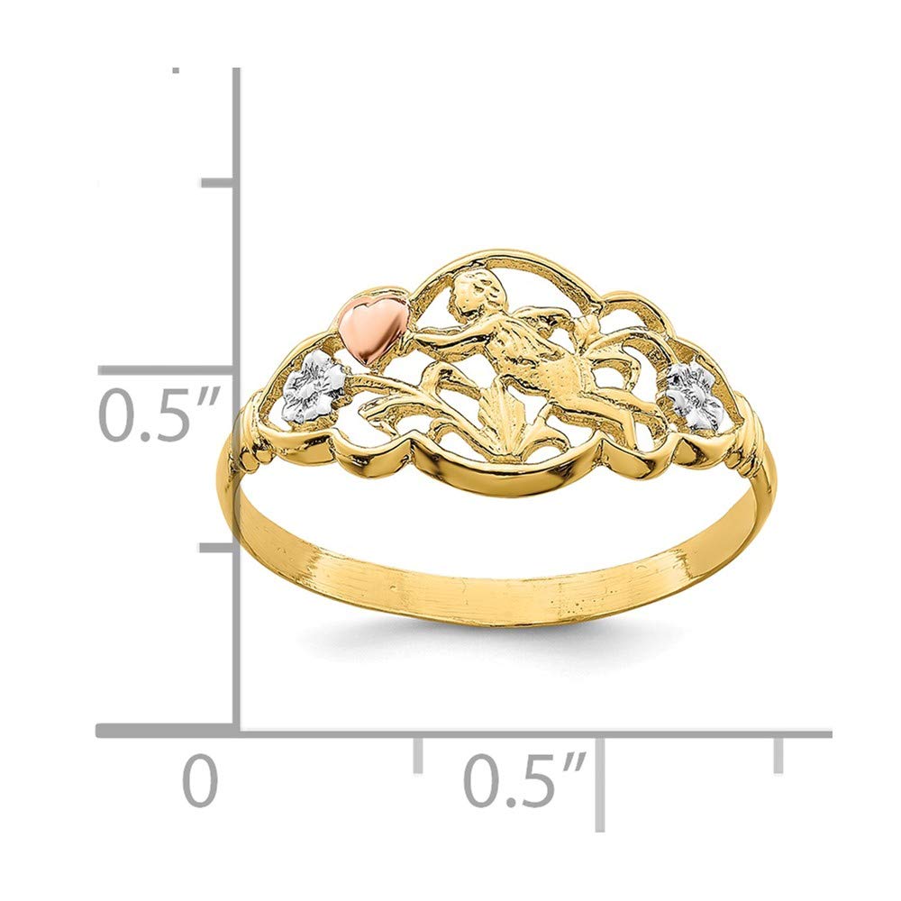 14K Yellow and Rose Gold Rhodium-Plated Angel Ring for Women - Elegant Jewelry Gift for Birthday, Anniversary & Special Occasions