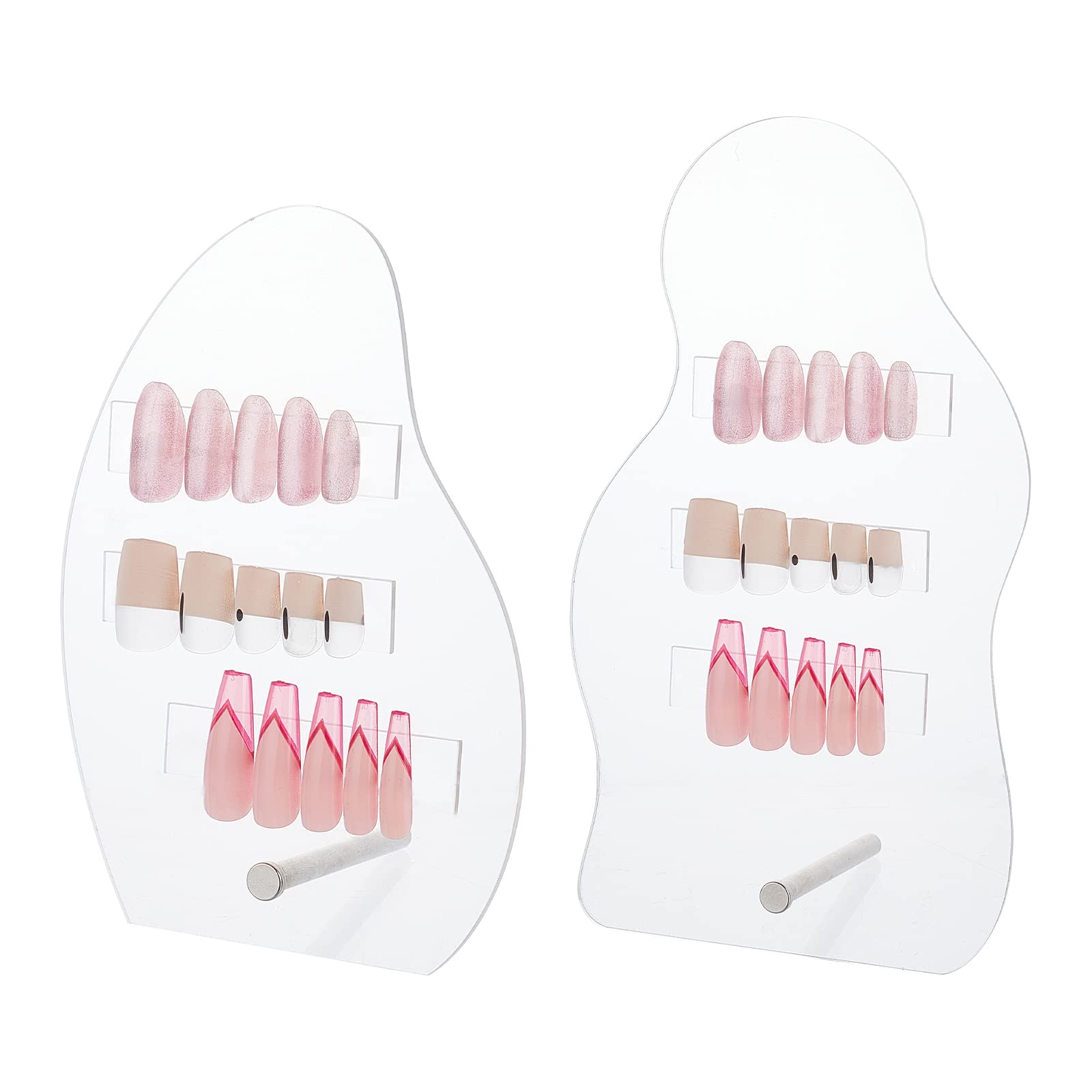 PH PandaHall 2 Sets Acrylic Nail Art Display Board - 50pcs False Nail Tips Sample Stand for Nail Practice & Polish Display | Perfect for Nail Salon, Manicure Training & DIY Nail Art Design at Home