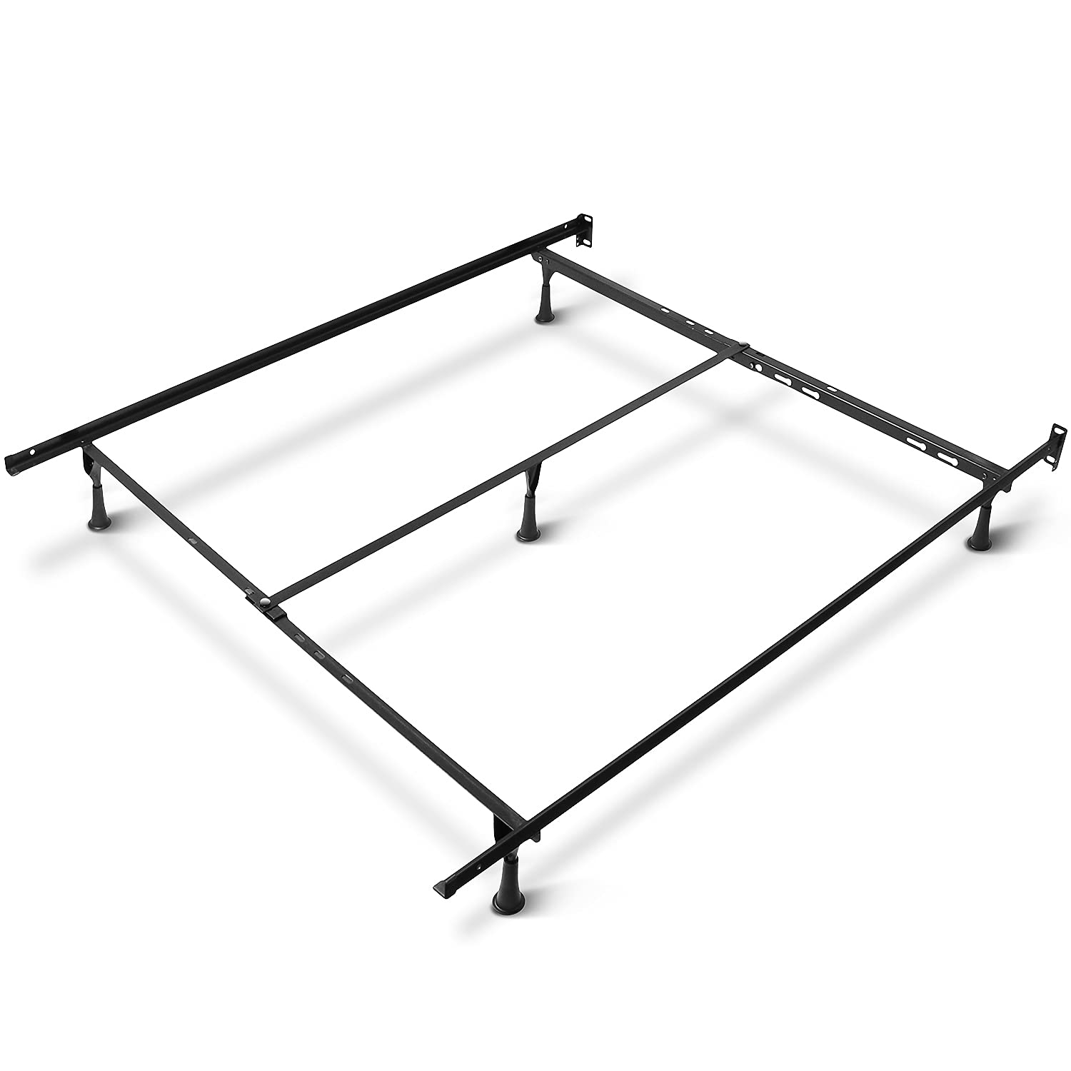 Clara Clark Adjustable Bed Rails - Heavy Duty Metal Bed Frame with Center Support Leg - 5.25
